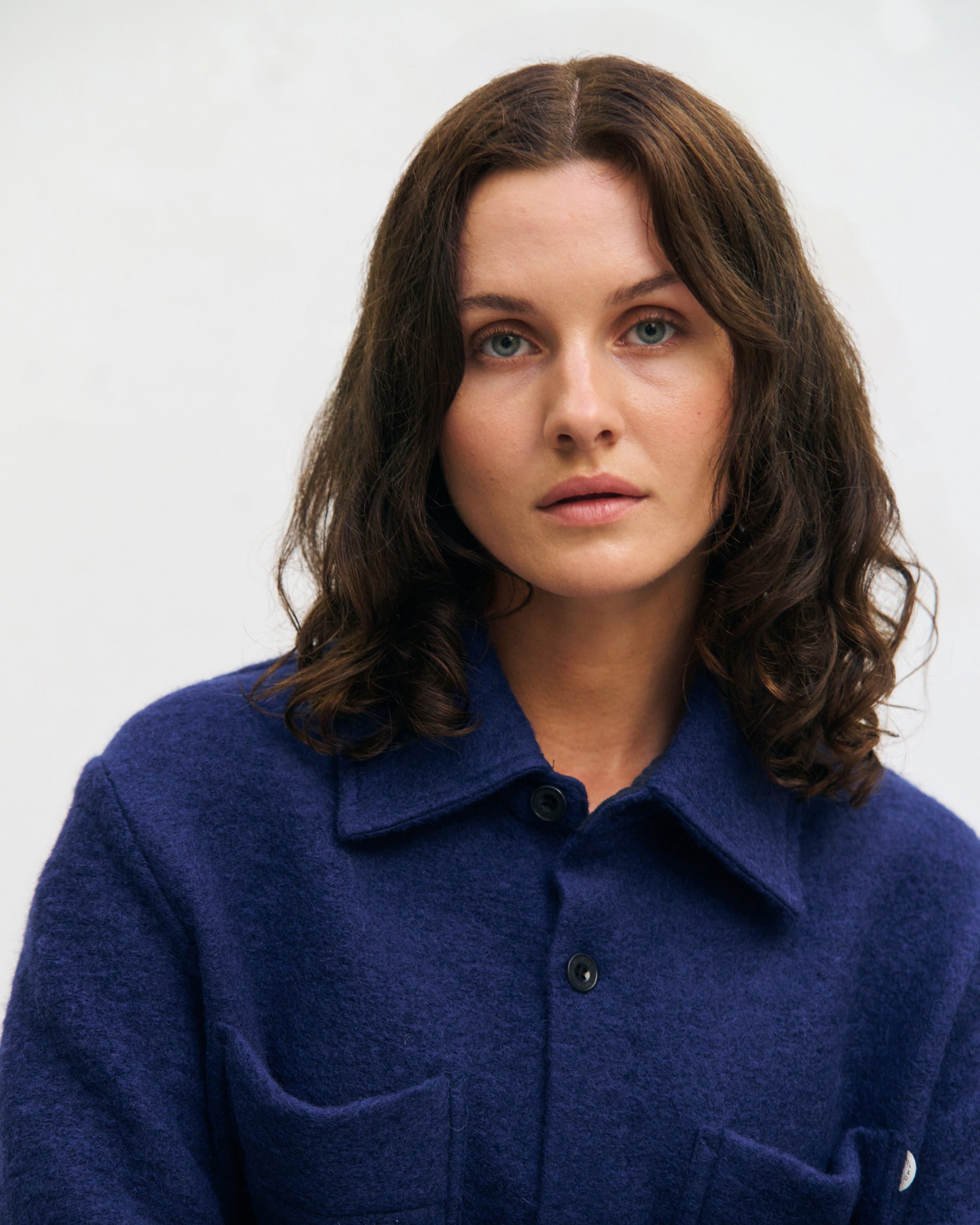 Heavyweight overshirt organic wool blend - Royal Blue