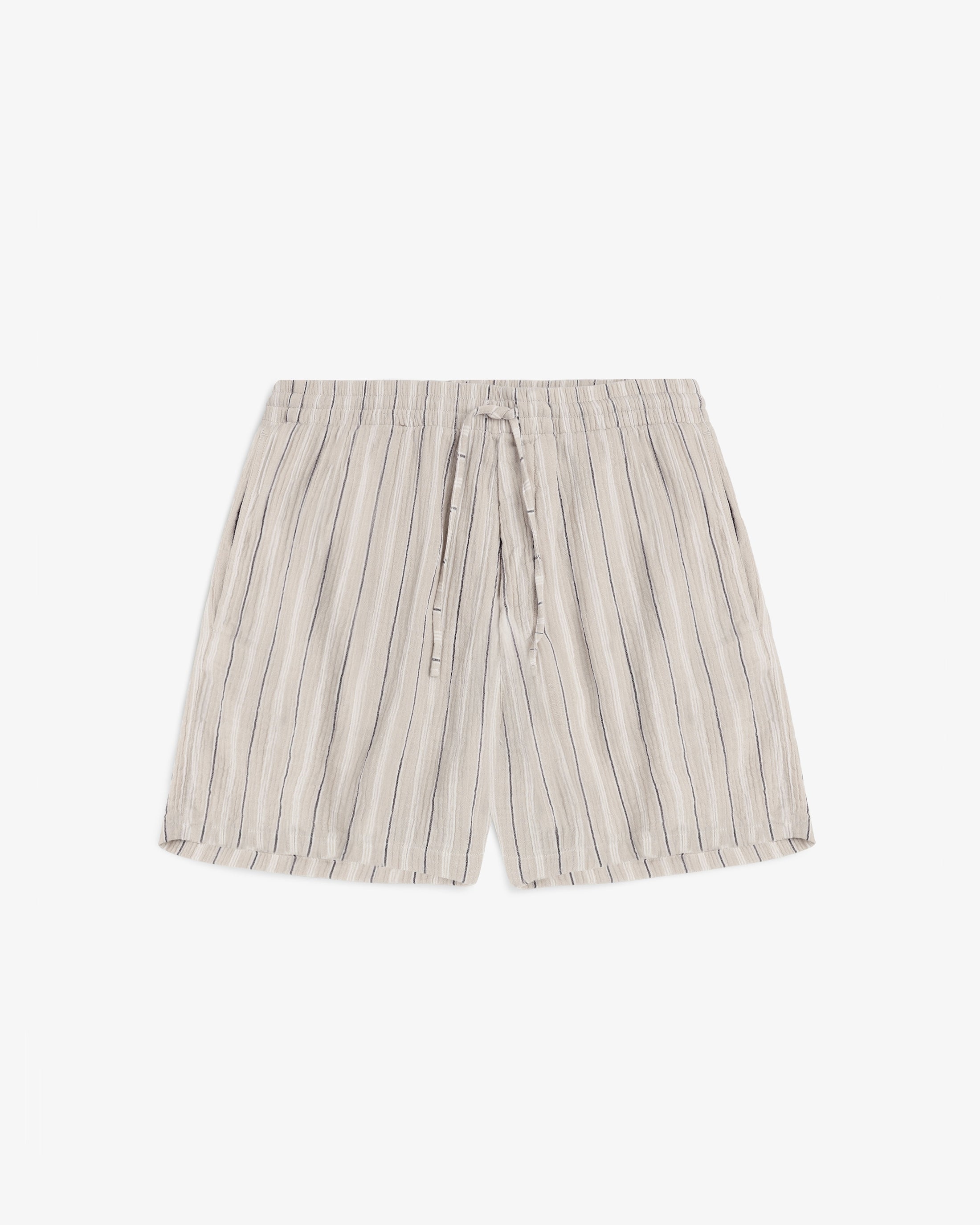 Striped Muslin Organic Cotton Shorts - Sand