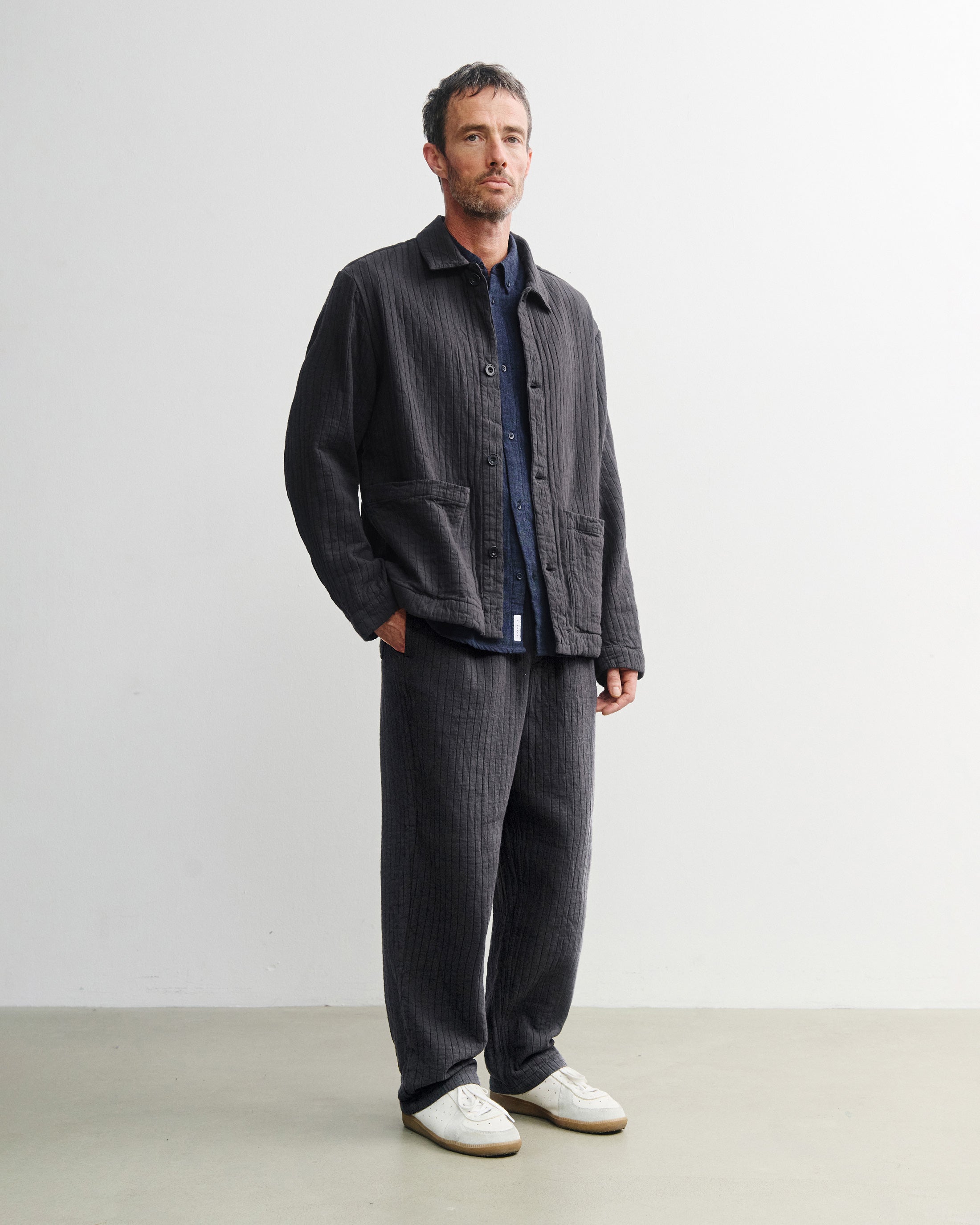 Ribbed Workwear Jacket Organic Cotton - Anthracite