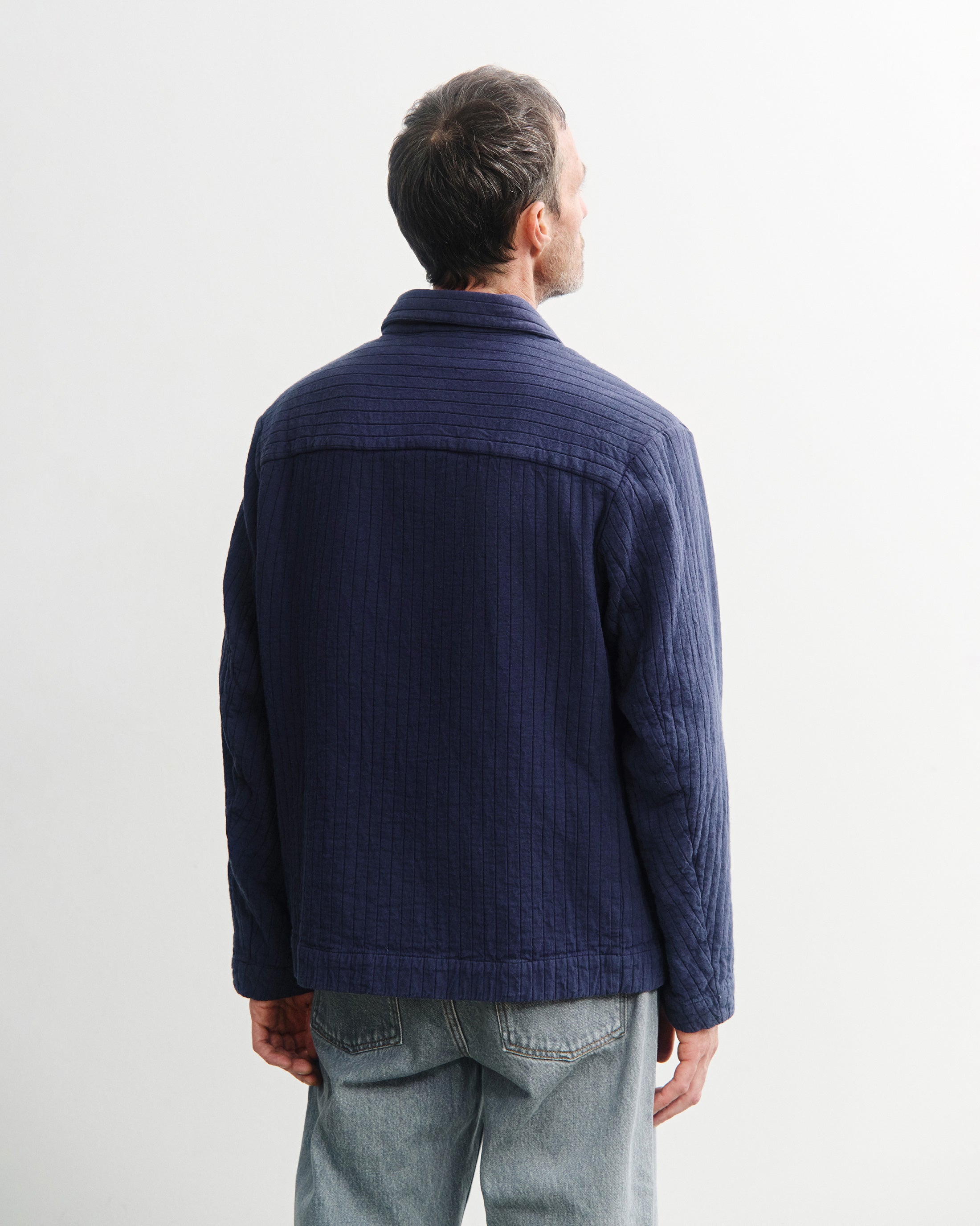 Ribbed Workwear Jacket Organic Cotton - Blue
