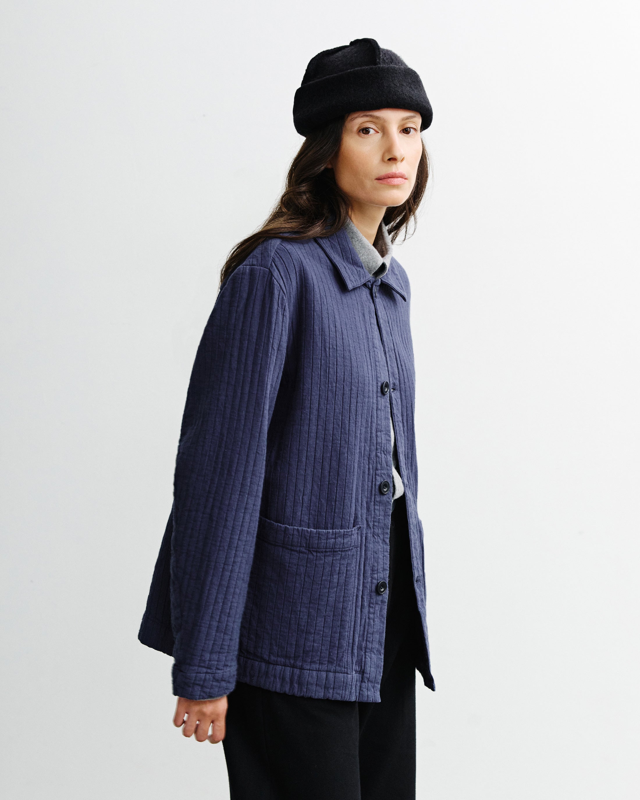 Workwear Jacket Ribb Organic Cotton - Blue
