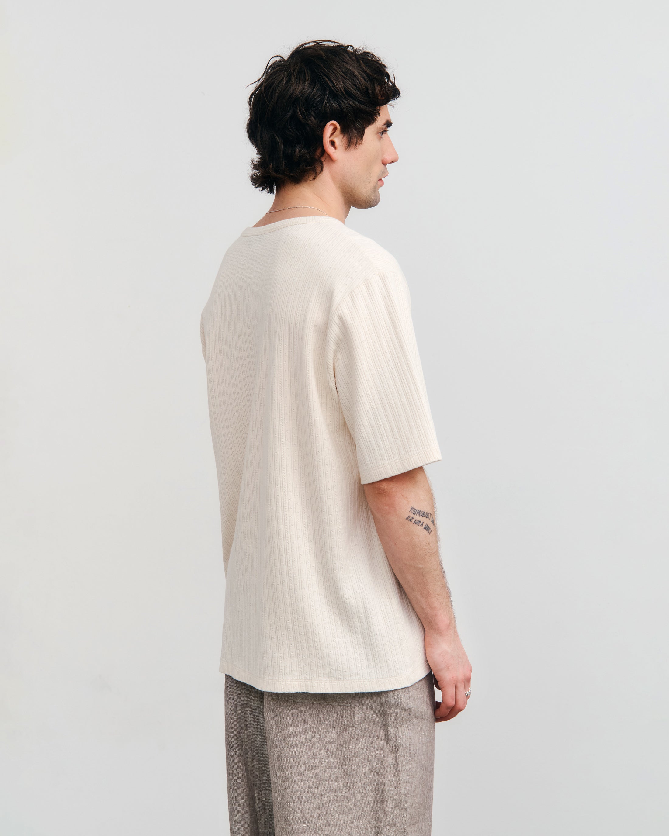 Ribbed Organic Cotton T-Shirt - Cream