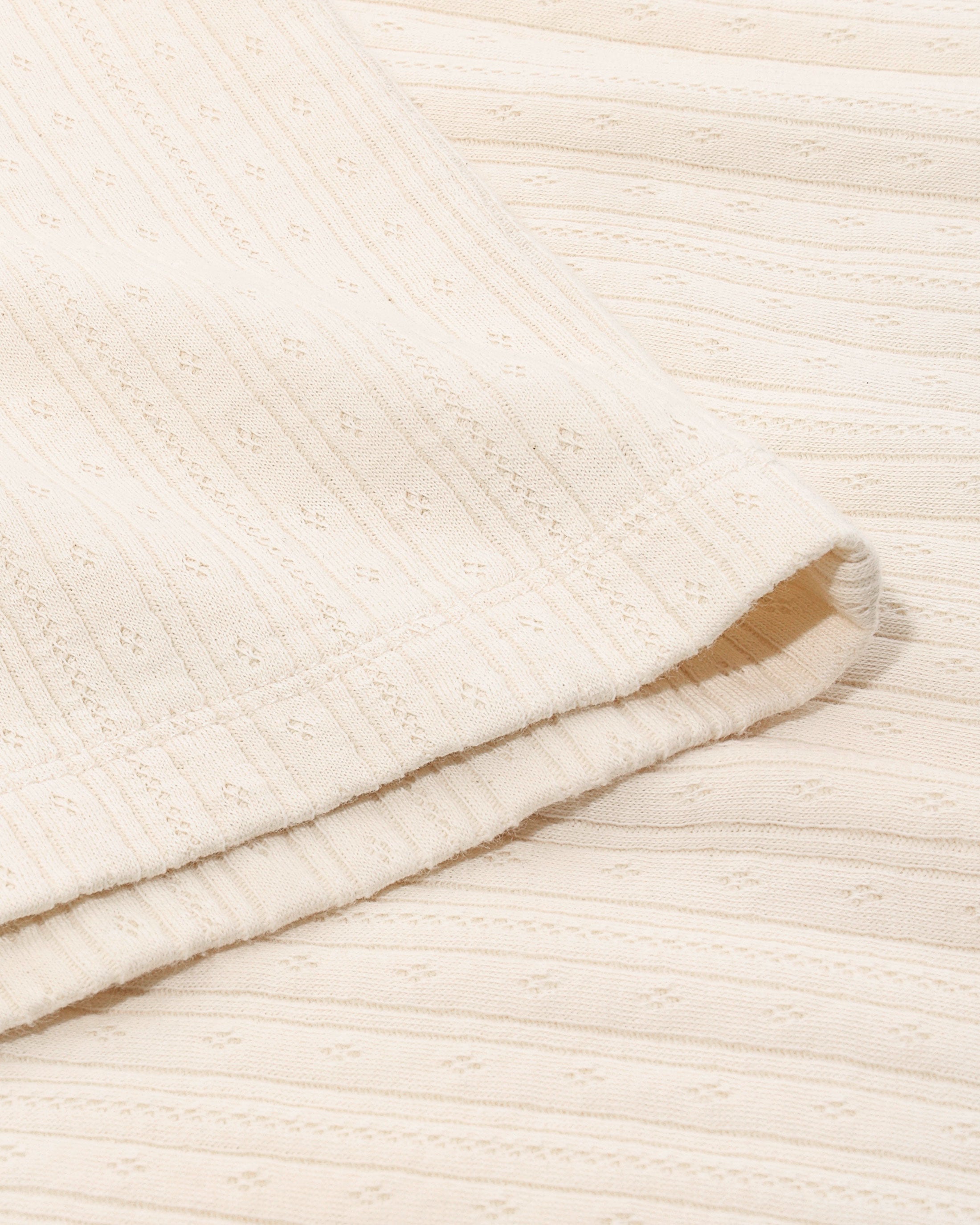 Geripptes T-Shirt Bio Baumwolle - Creme