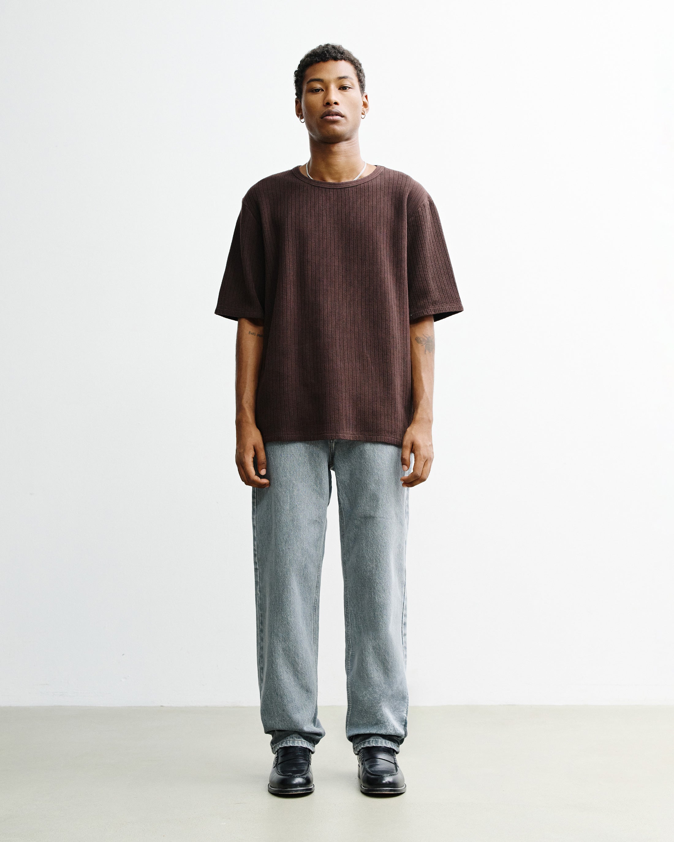 Ribbed T-Shirt Organic Cotton - Brown