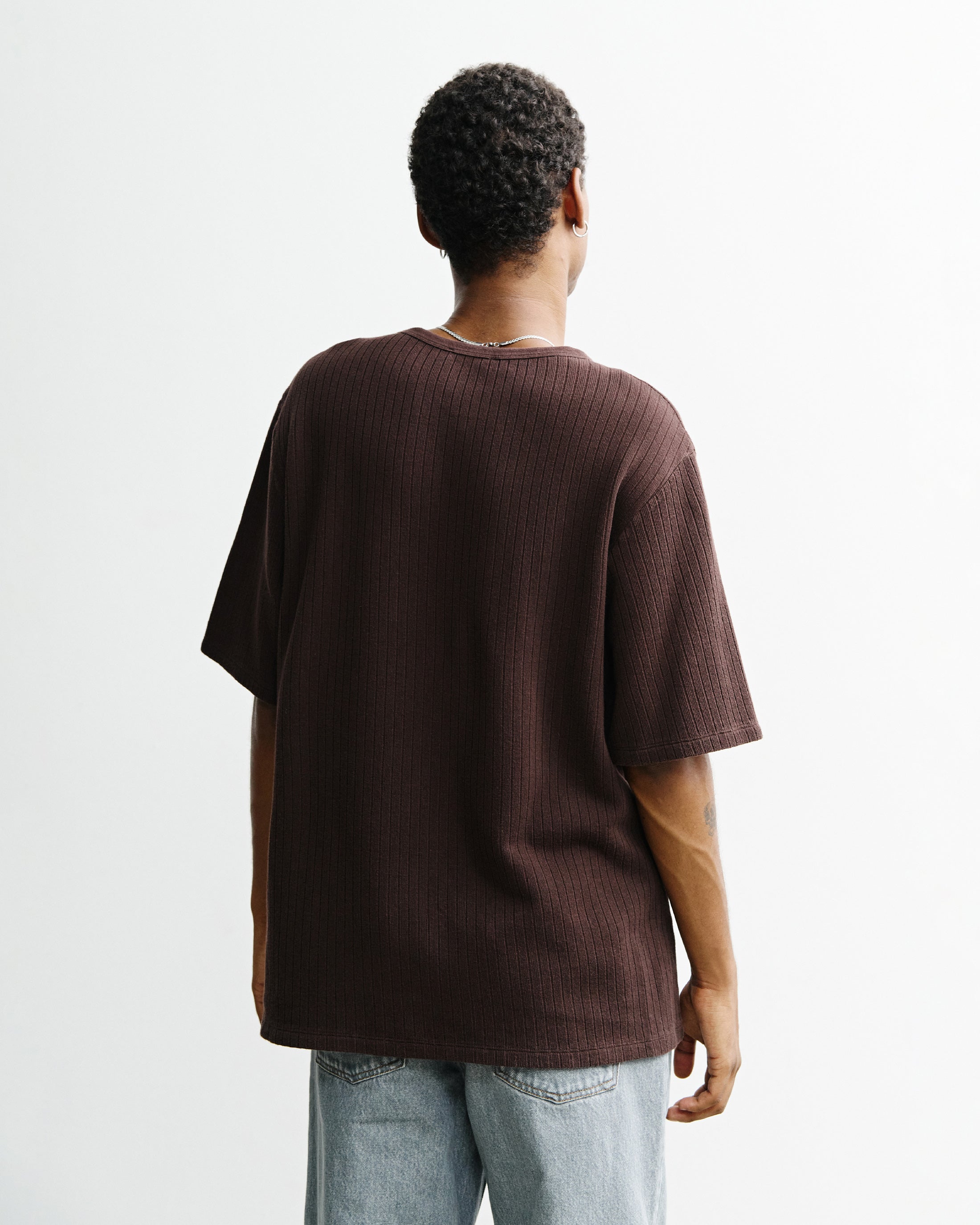 Ribbed T-Shirt Organic Cotton - Brown