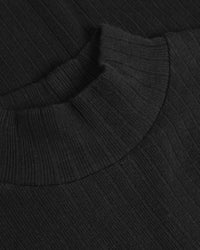 Schweres Mockneck Kleid Bio Baumwolle - Schwarz
