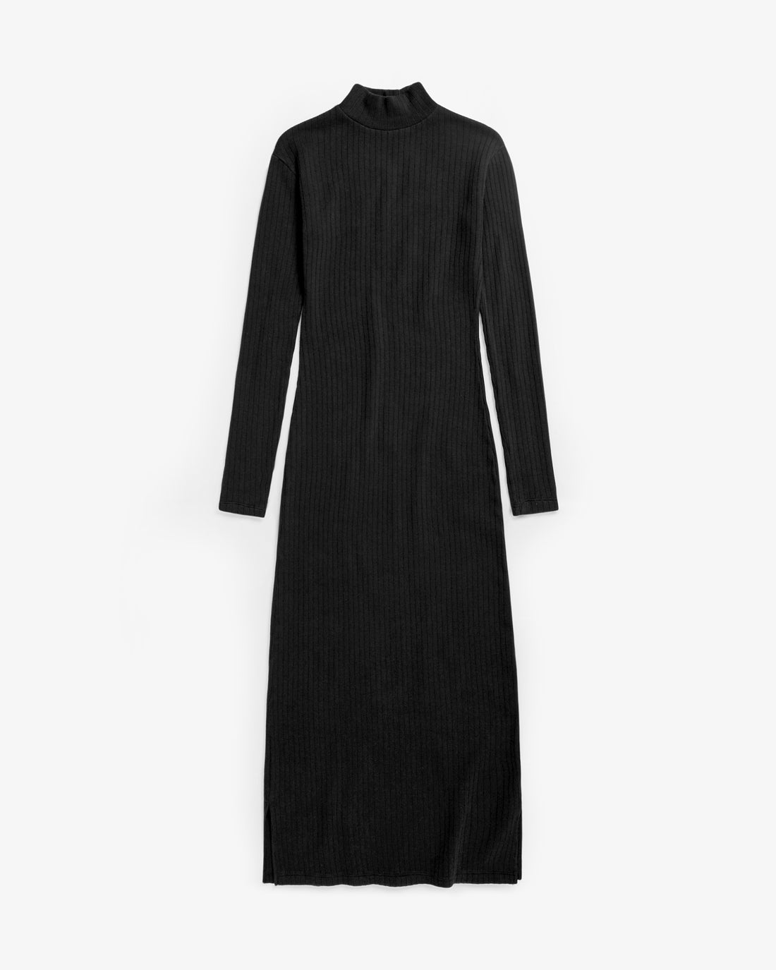 Heavyweight mockneck dress, organic cotton - black