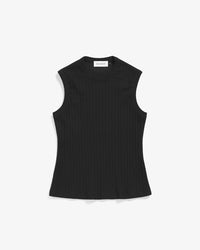 Geripptes Singlet Bio Baumwolle - Schwarz