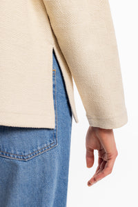 Polo Zip Sweatshirt Bio Baumwolle - Creme