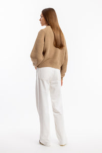 Grober Strickpullover Wollmischung - Beige