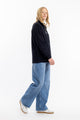 Half Zip Sweatshirt Bio Baumwolle - Schwarz