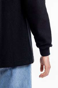 Half Zip Sweatshirt Bio Baumwolle - Schwarz
