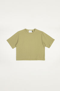 Kurzes strukturiertes T-Shirt Bio Baumwolle - Grün
