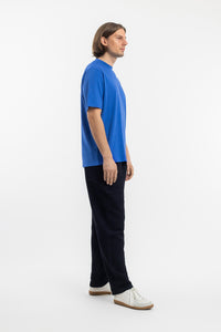 T-Shirt mit breitem Kragen Bio Baumwolle - Blau
