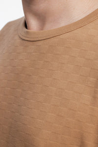 Strukturiertes T-Shirt Bio Baumwolle - Karamell