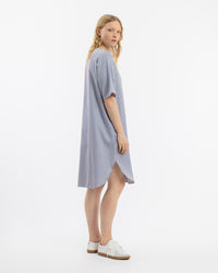 Kaftan Kleid Lyocell - Blau Gestreift