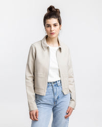 Kurze Jacke aus Bio Canvas Beige Kariert