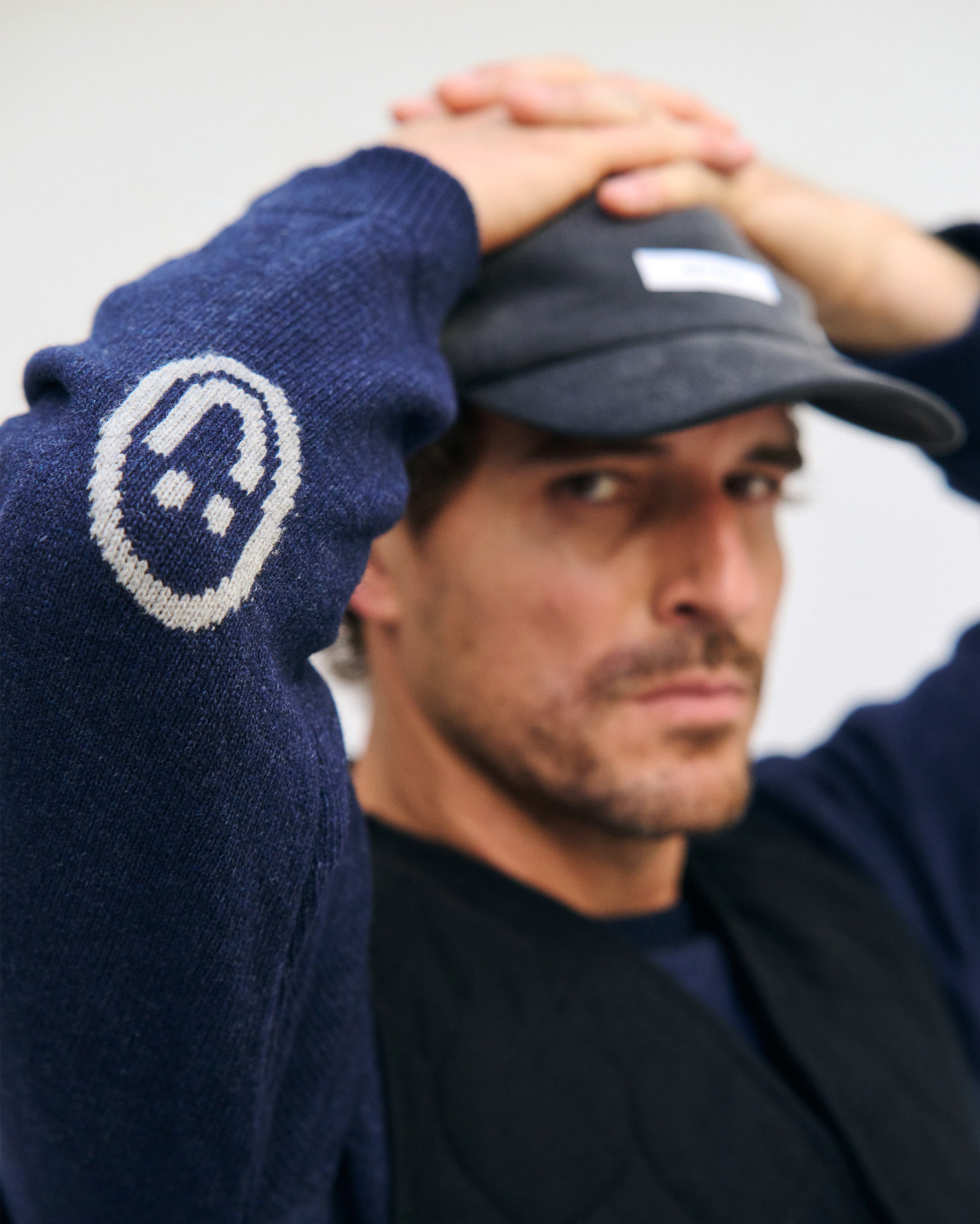 Smiling Knit Sweater Recycled Wool - Dark Blue