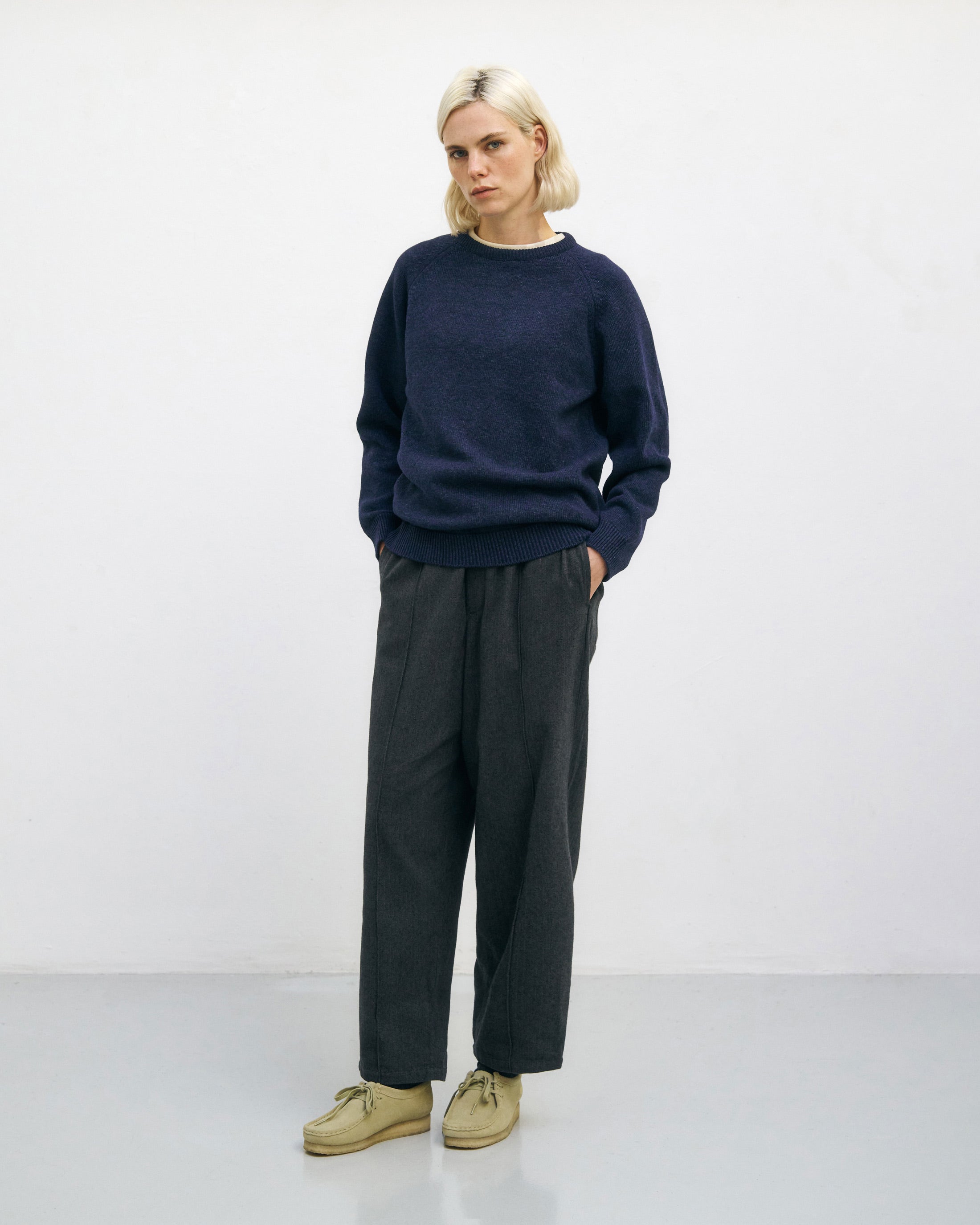 Smiling Knit Sweater Recycled Wool - Dark Blue