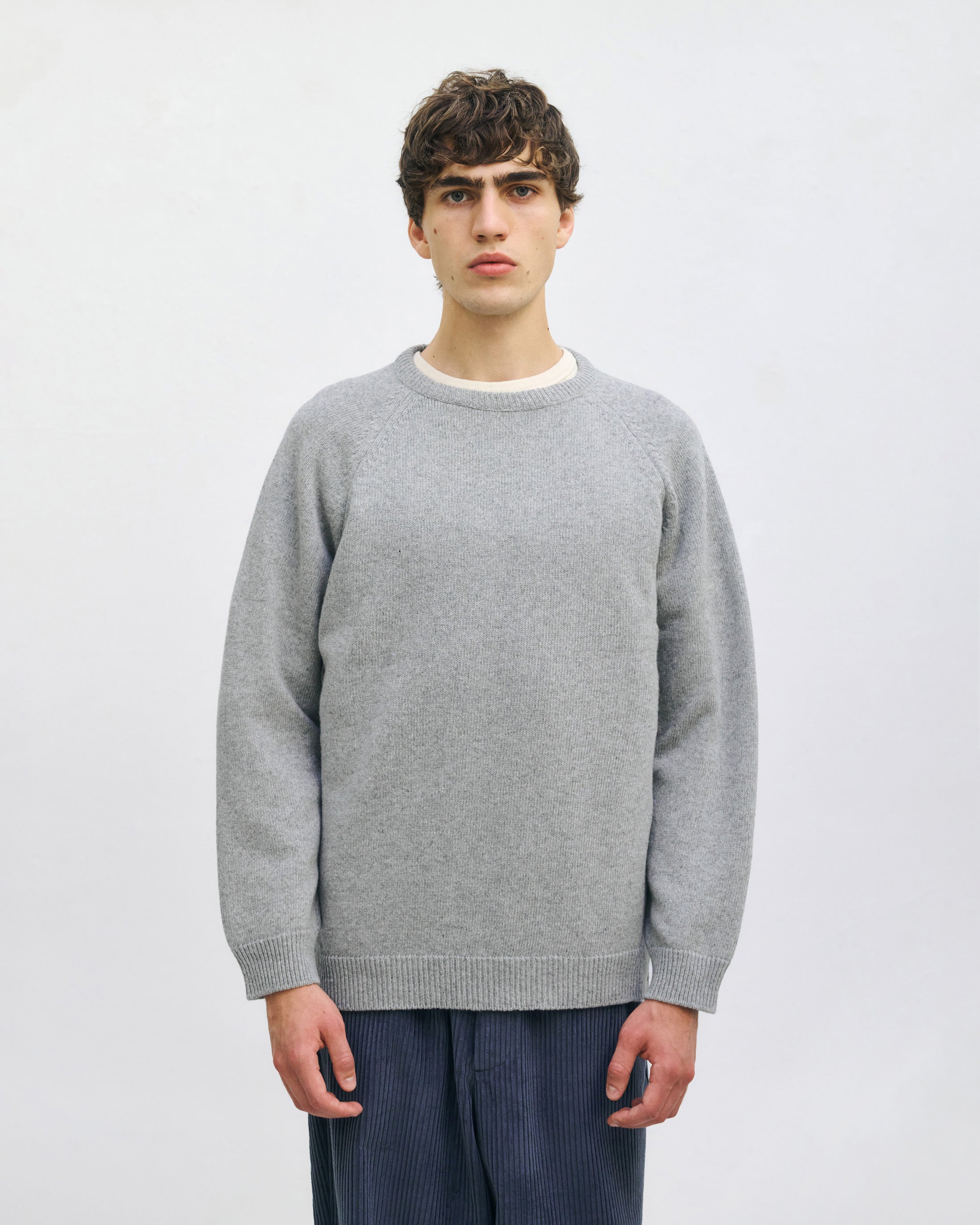 Smiling Knit Sweater Recycled Wool - Light Grey