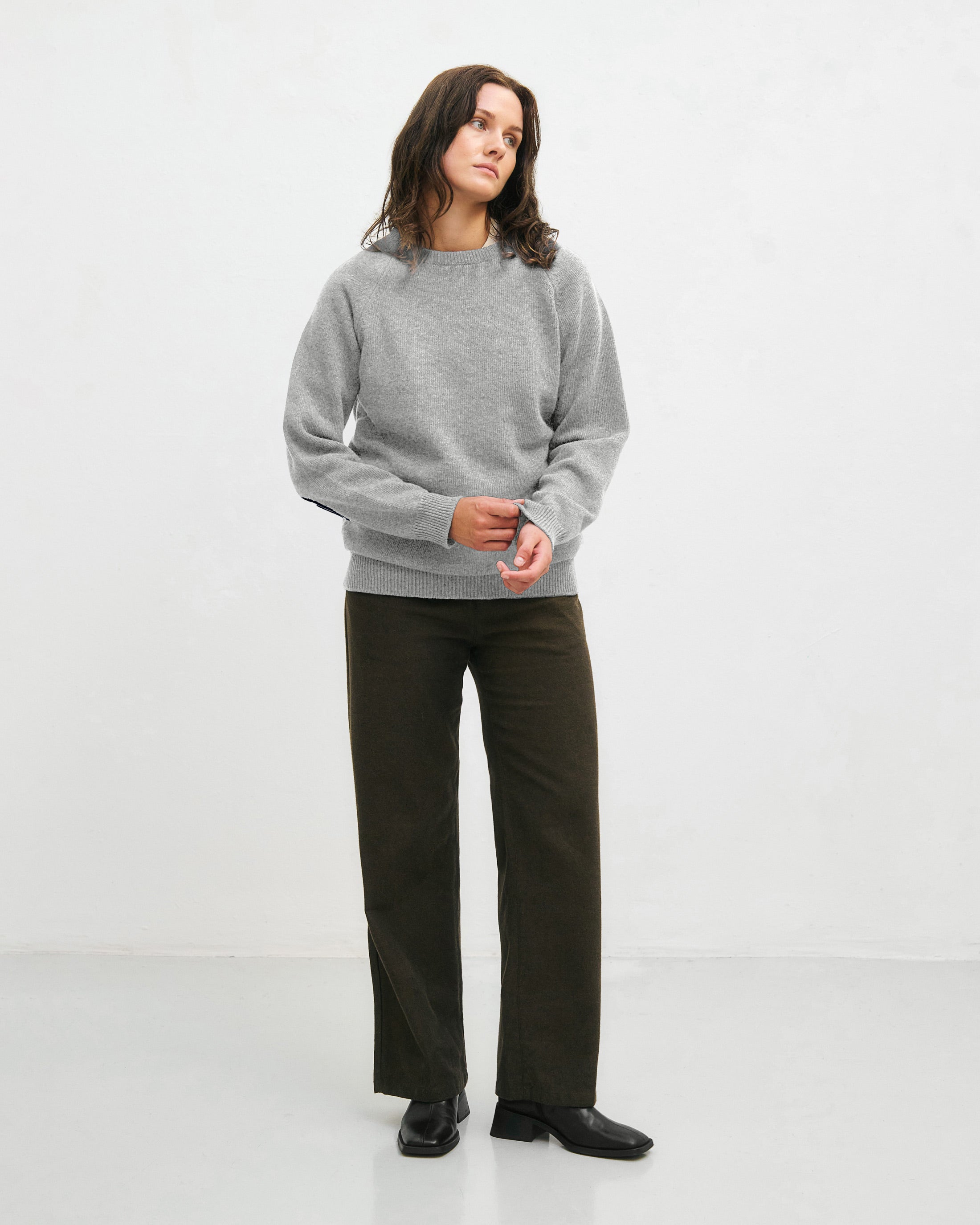 Smiling Knit Sweater Recycled Wool - Light Grey