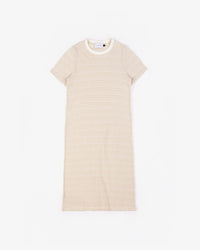 Gestreiftes T-Shirt Kleid - Creme