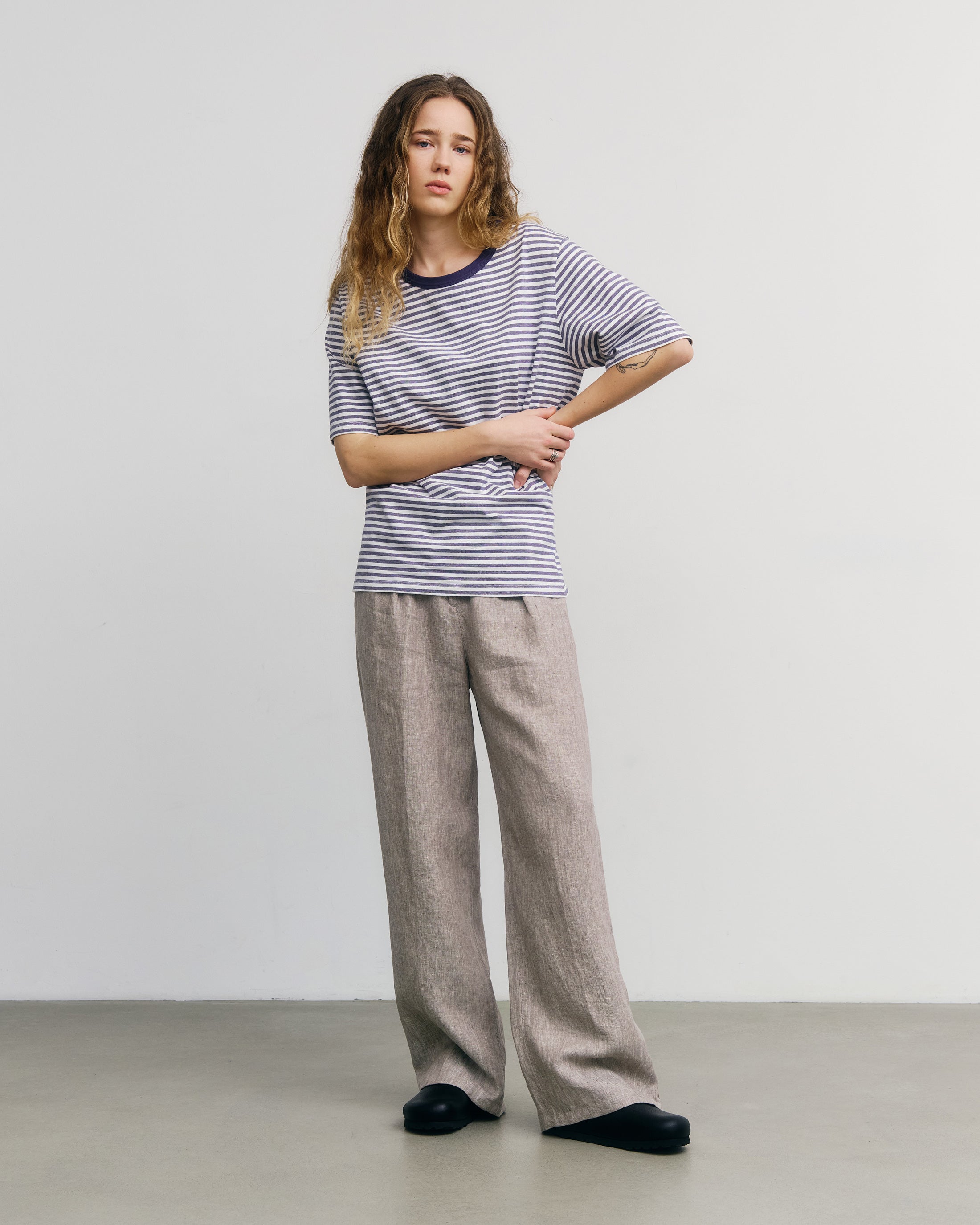 Gestreiftes T-Shirt Bio Baumwolle - Blau