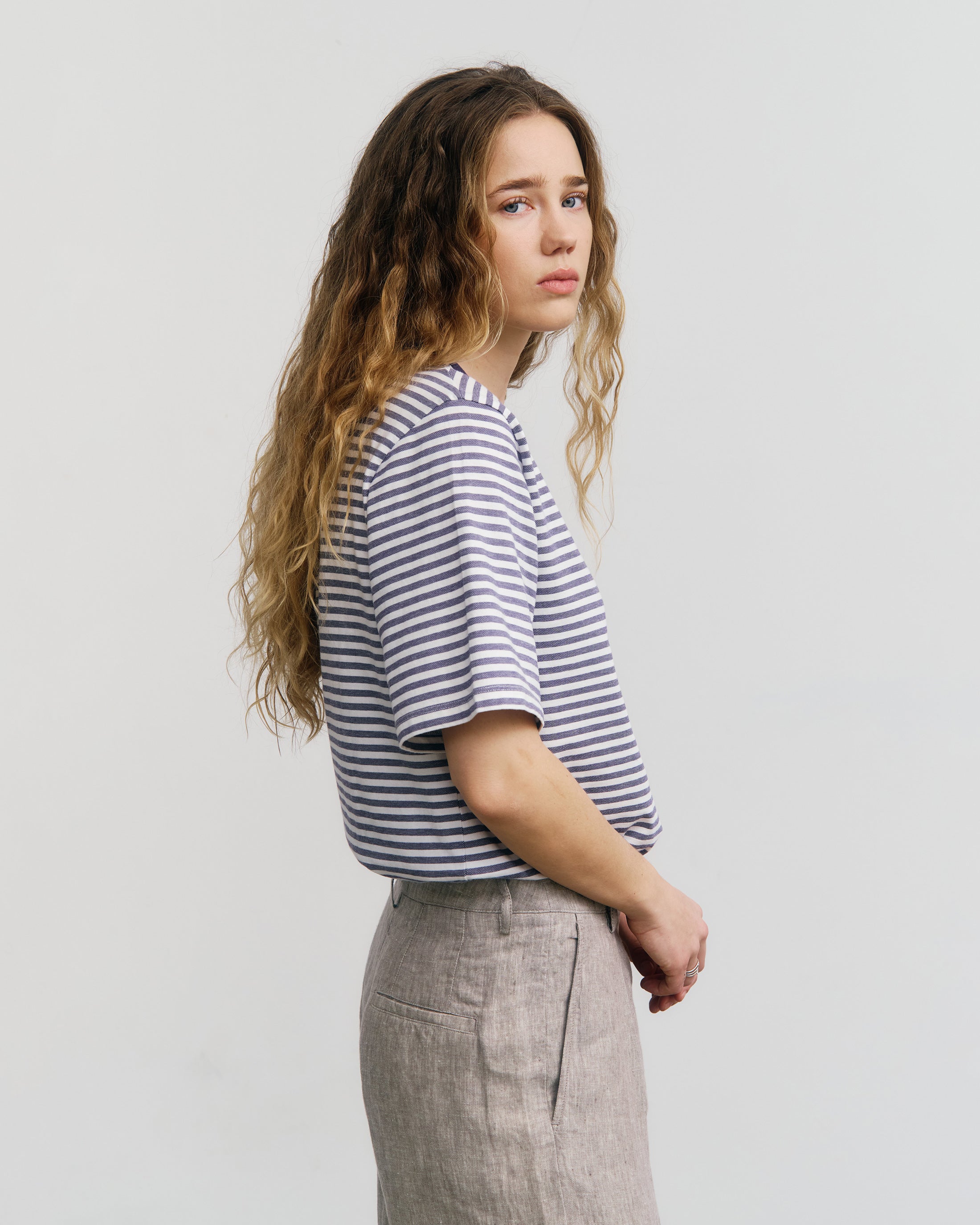 Gestreiftes T-Shirt Bio Baumwolle - Blau