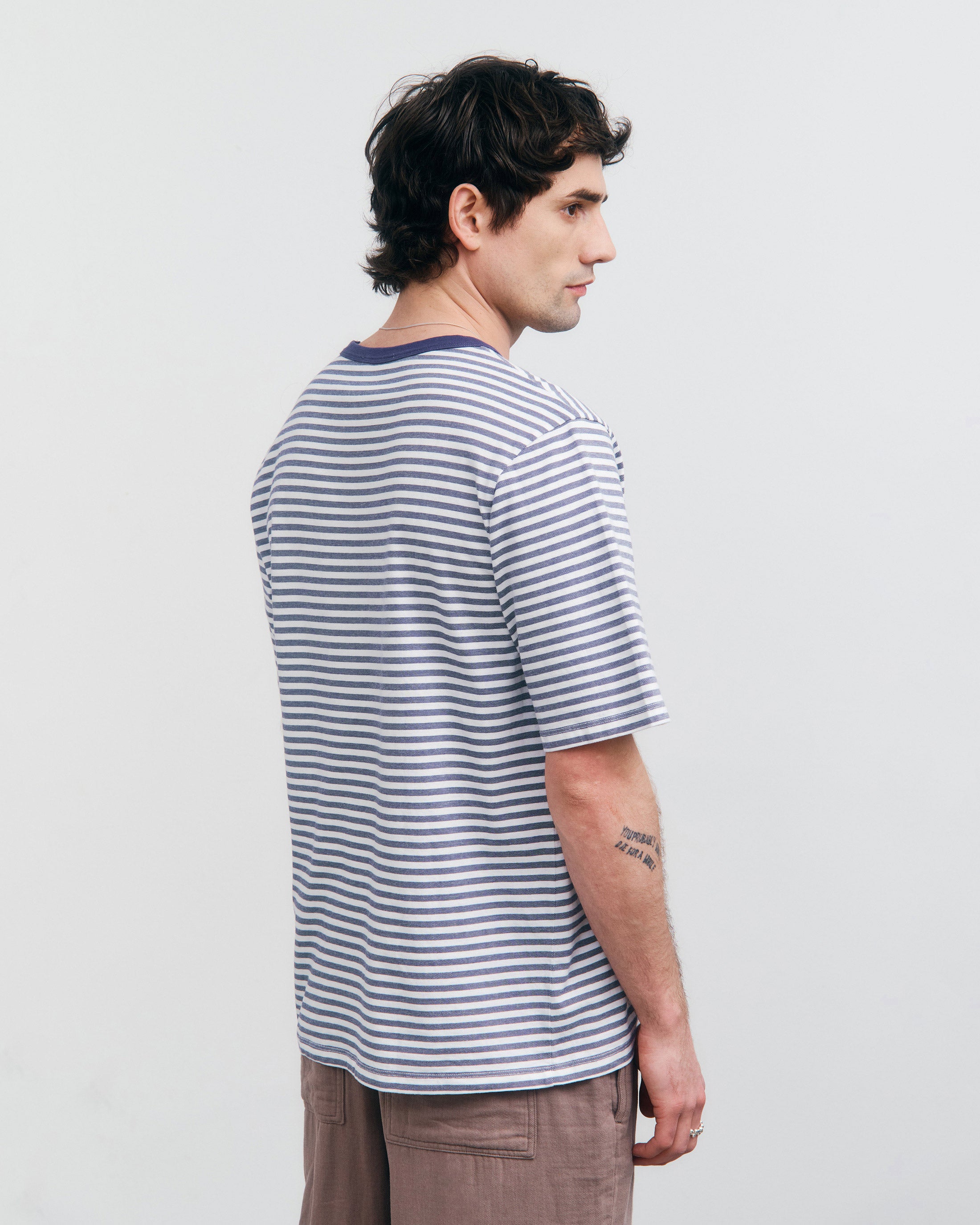 Striped T-shirt, organic cotton - blue