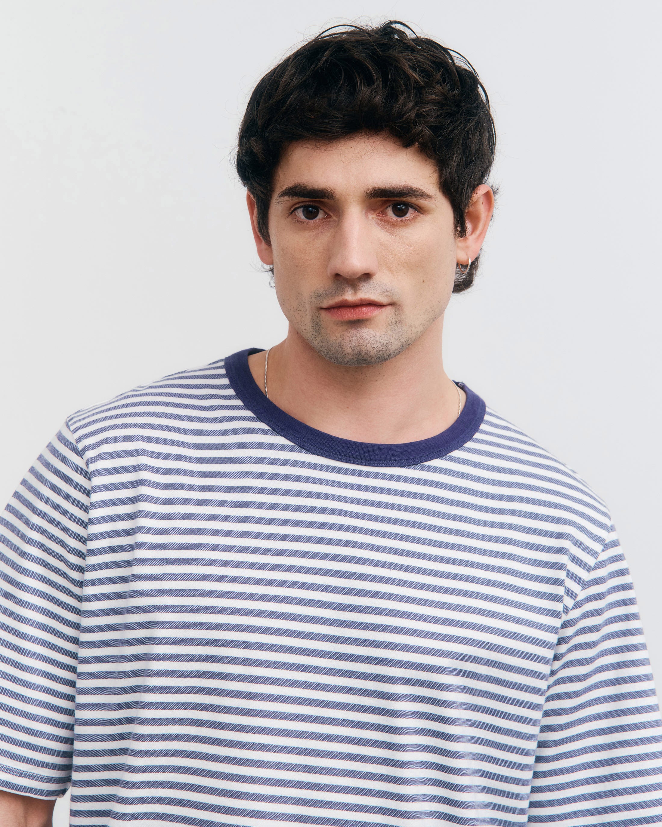Striped T-shirt, organic cotton - blue