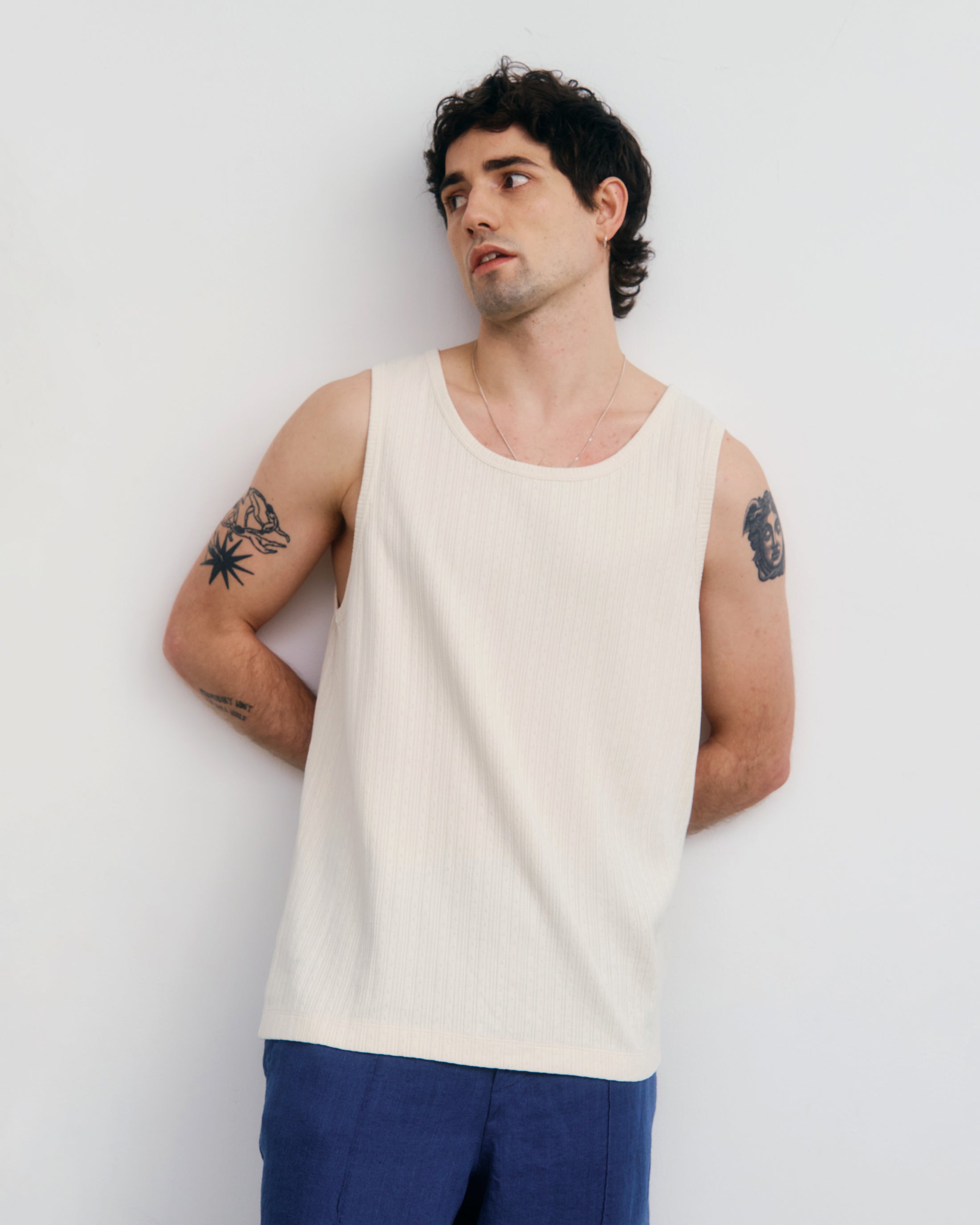 Organic Cotton Ribbed Tank Top - White