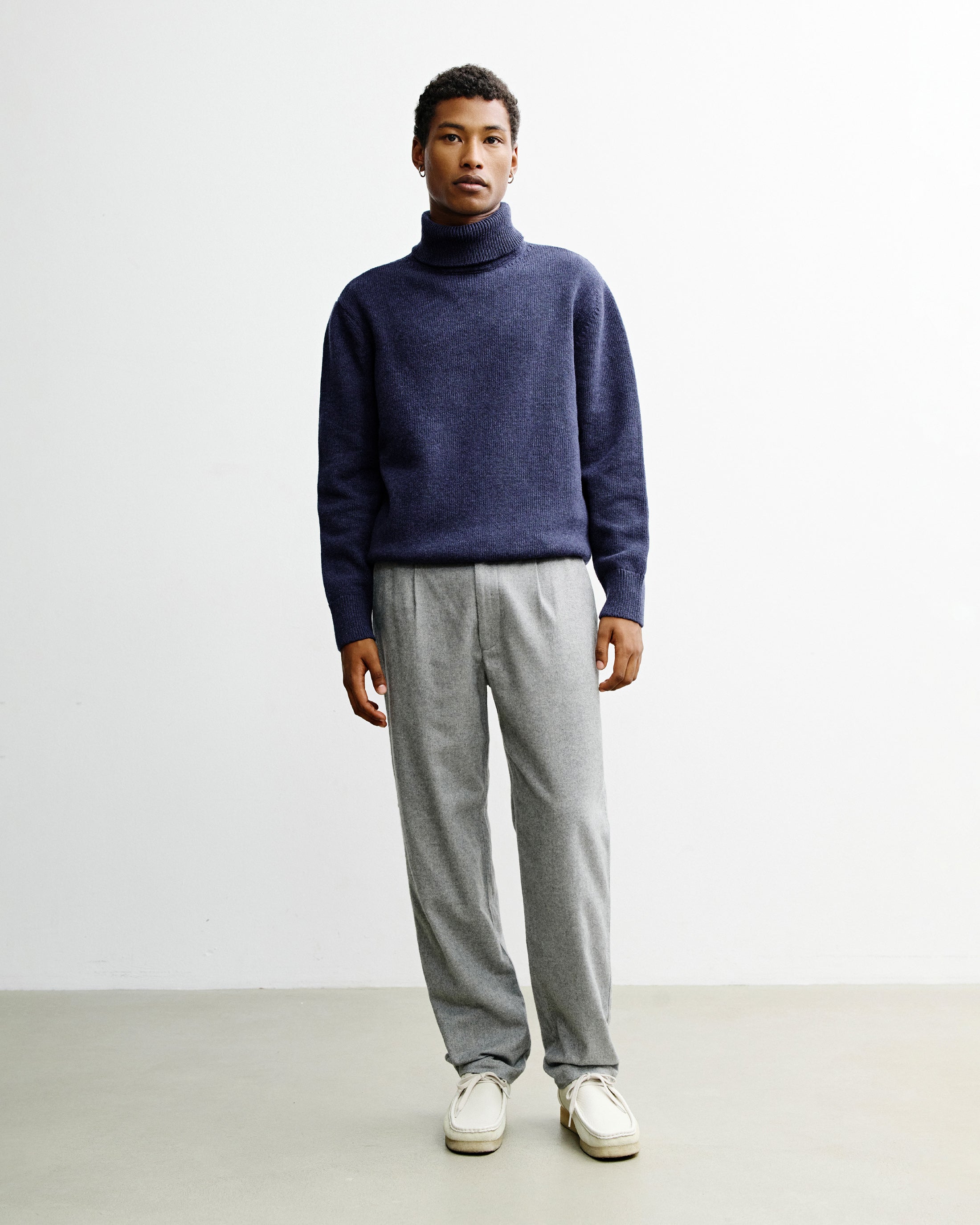 Turtleneck Knit Sweatshirt - Blue Melange FW26