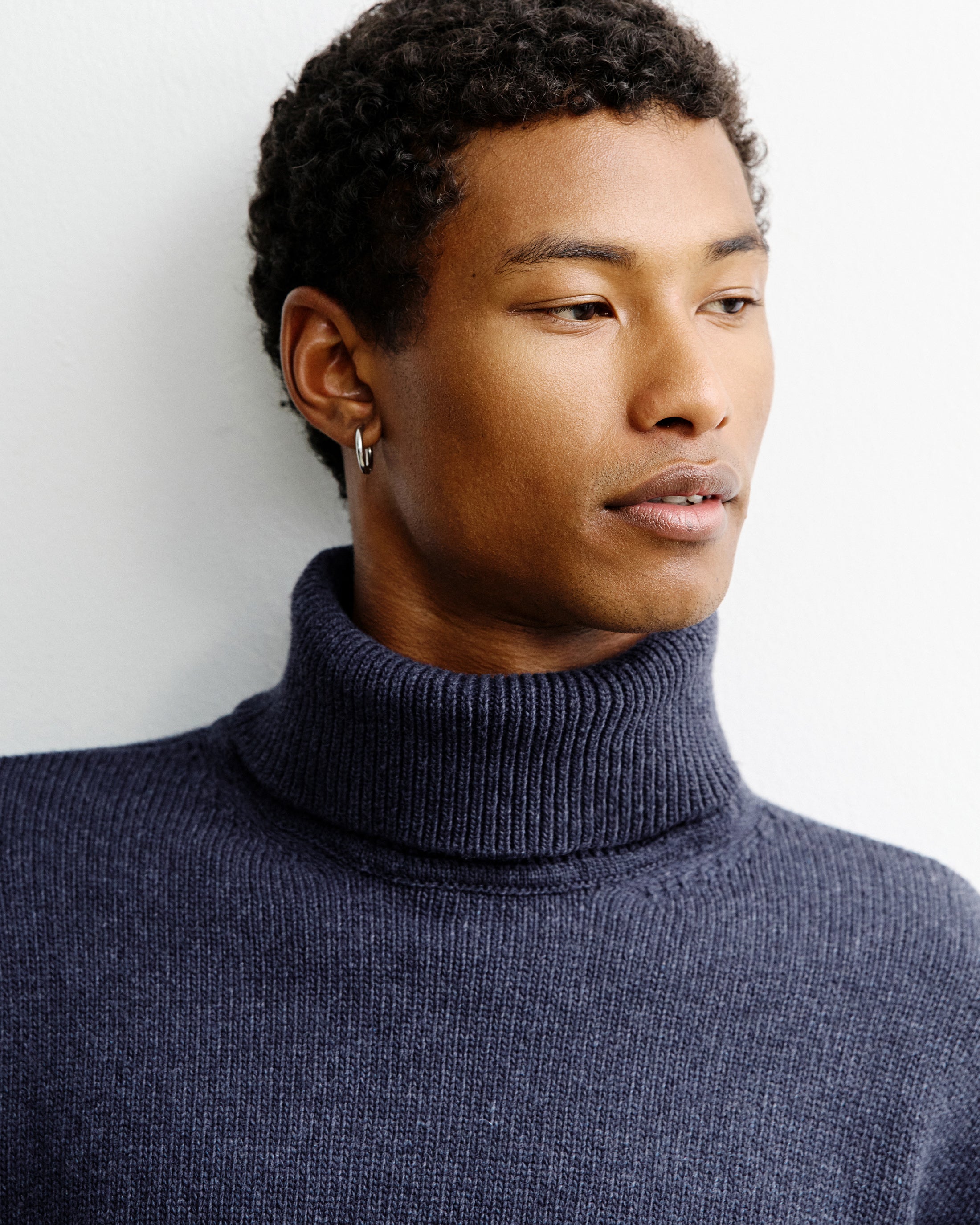 Turtleneck Knit Sweatshirt - Blue Melange FW26