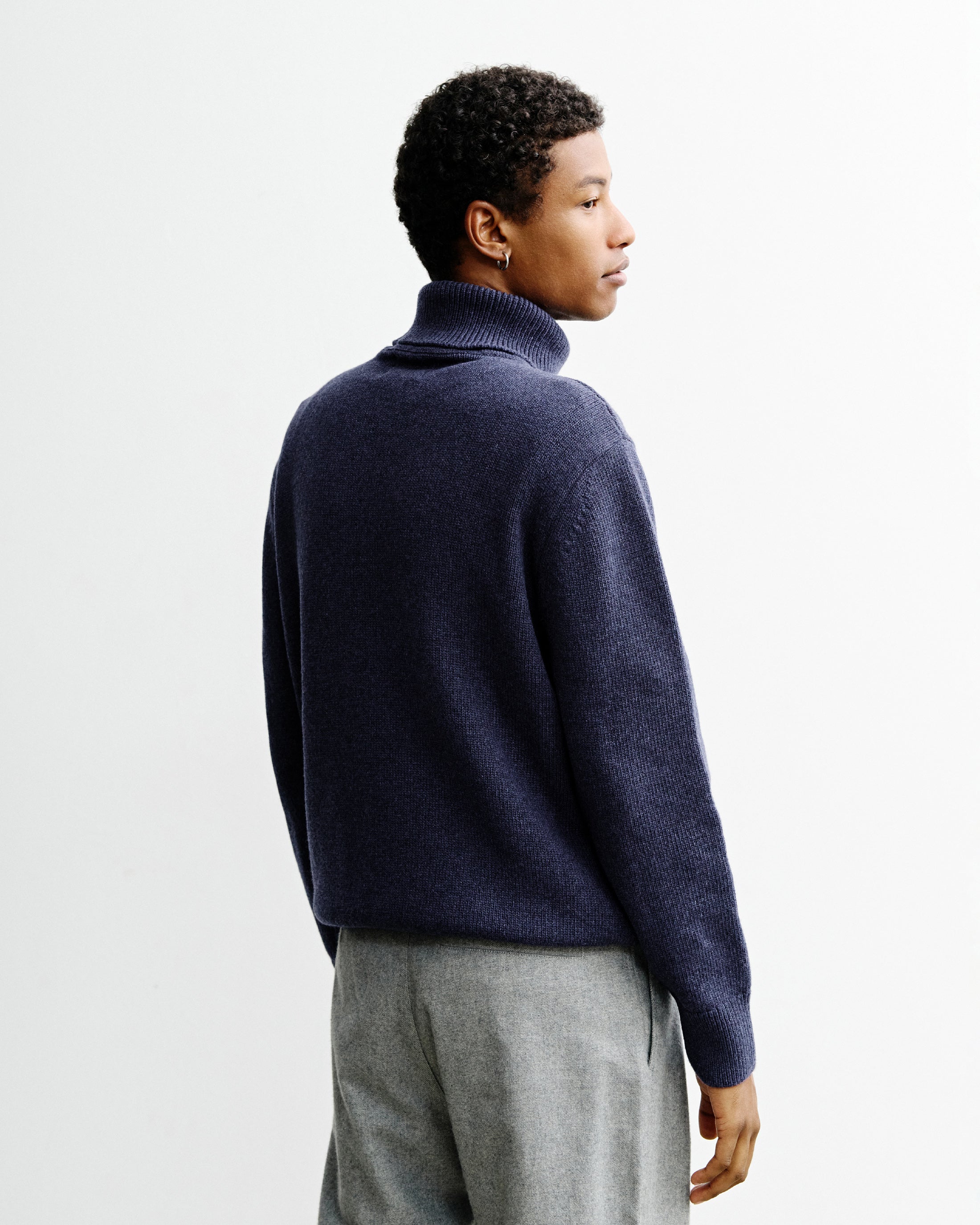 Turtleneck Knit Sweatshirt - Blue Melange FW26