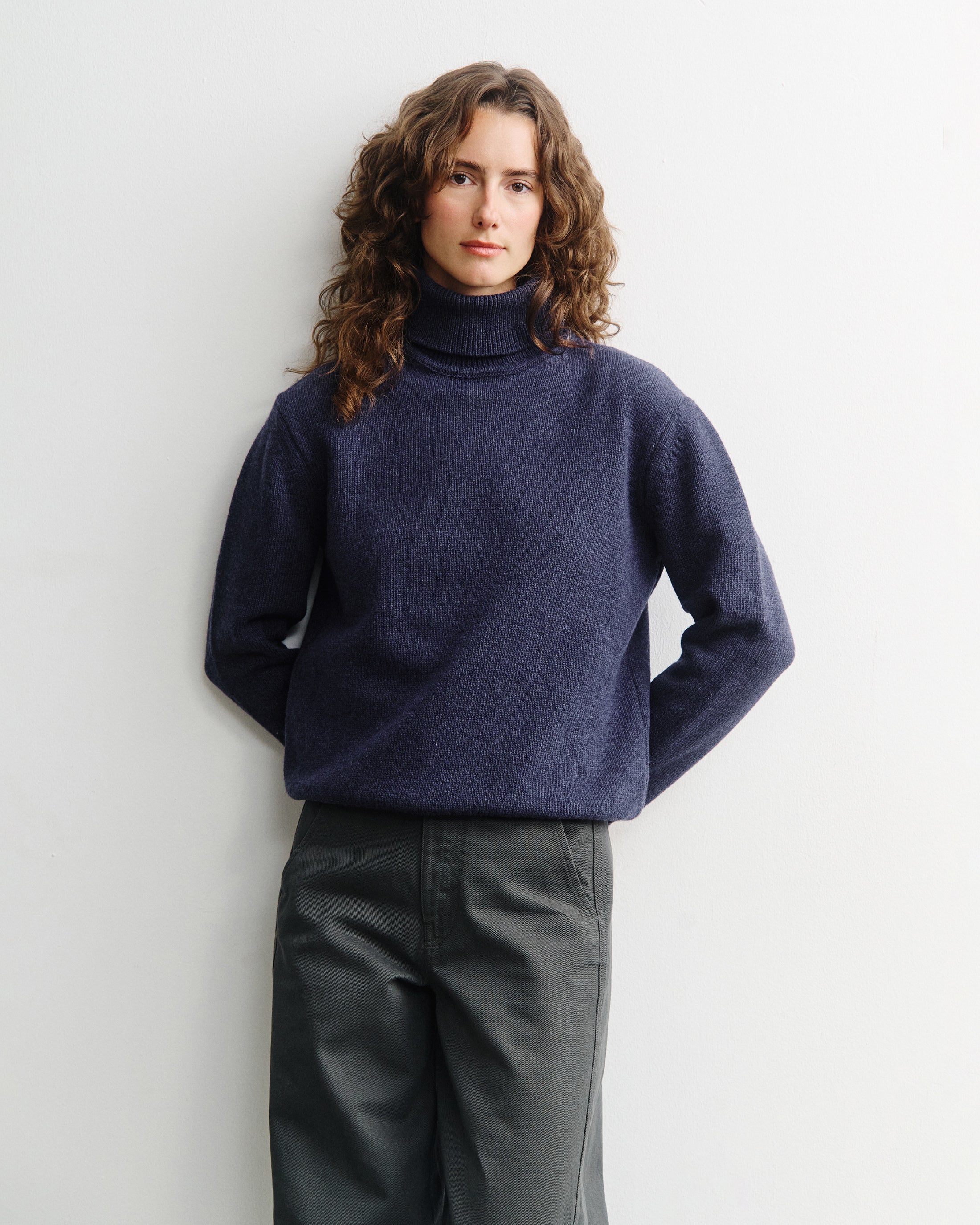Turtleneck Knit Sweatshirt - Blue Melange FW26