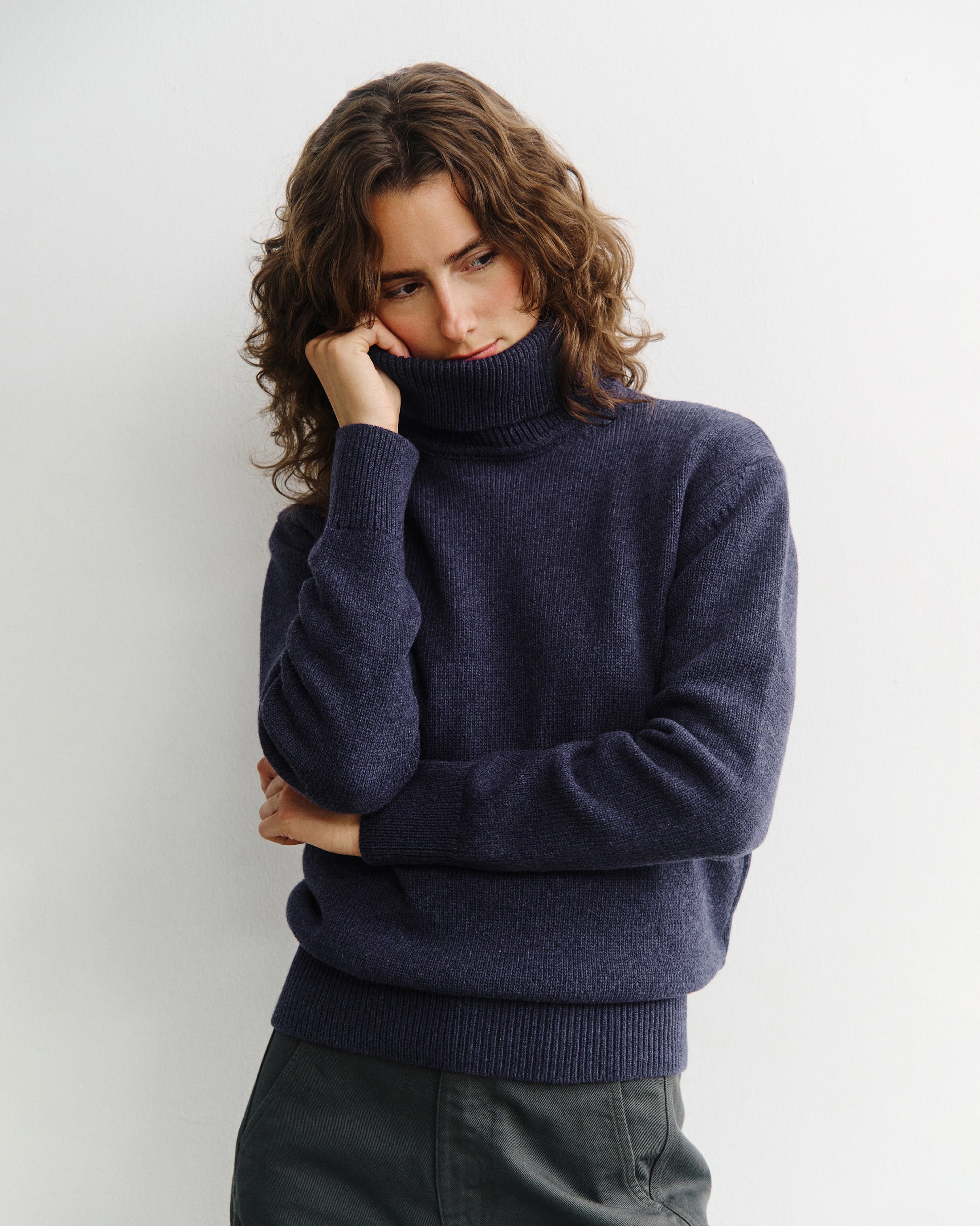 Turtleneck Knit Sweatshirt - Blue Melange FW26