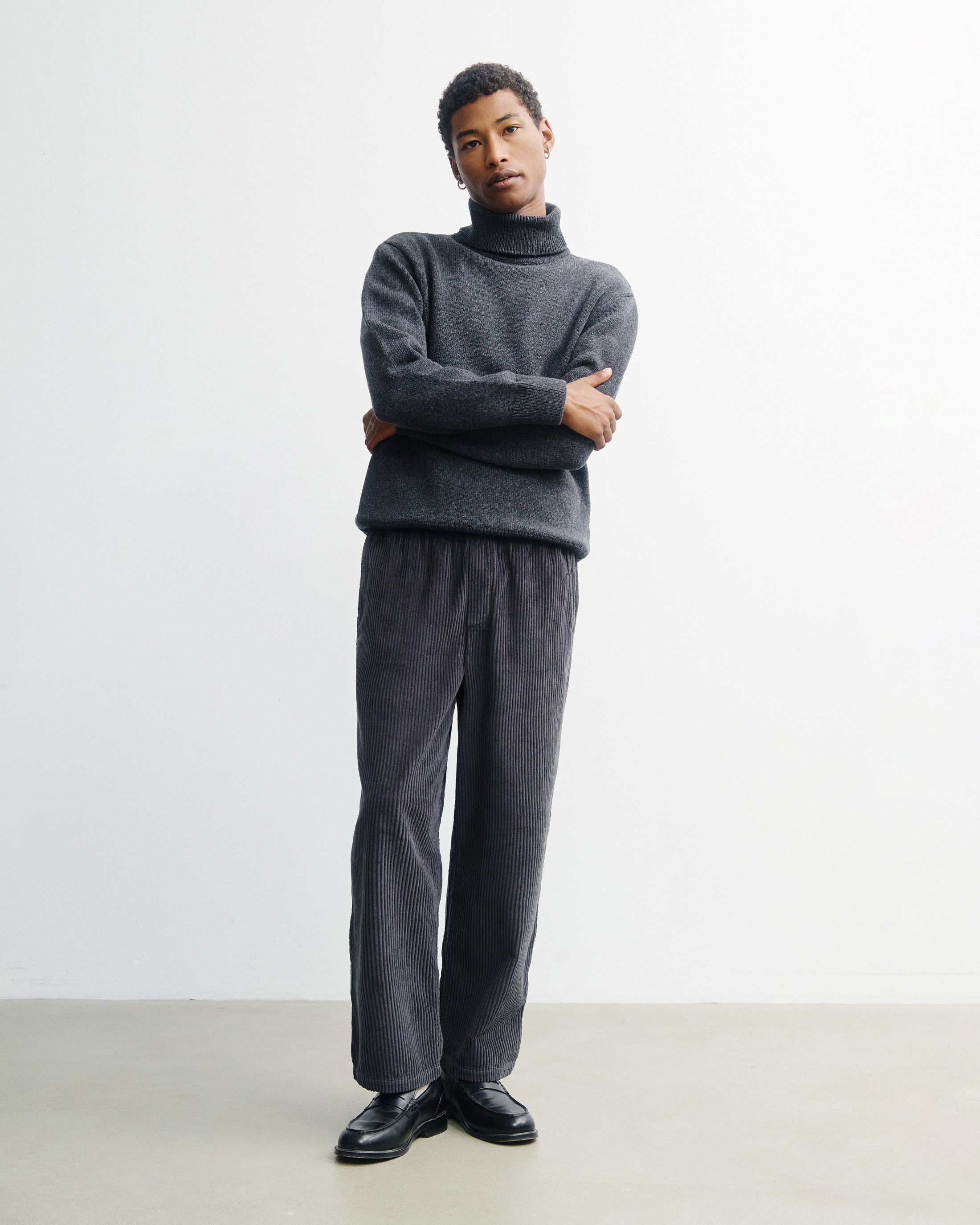 Turtleneck Knit Sweatshirt - Warm Anthracite FW26