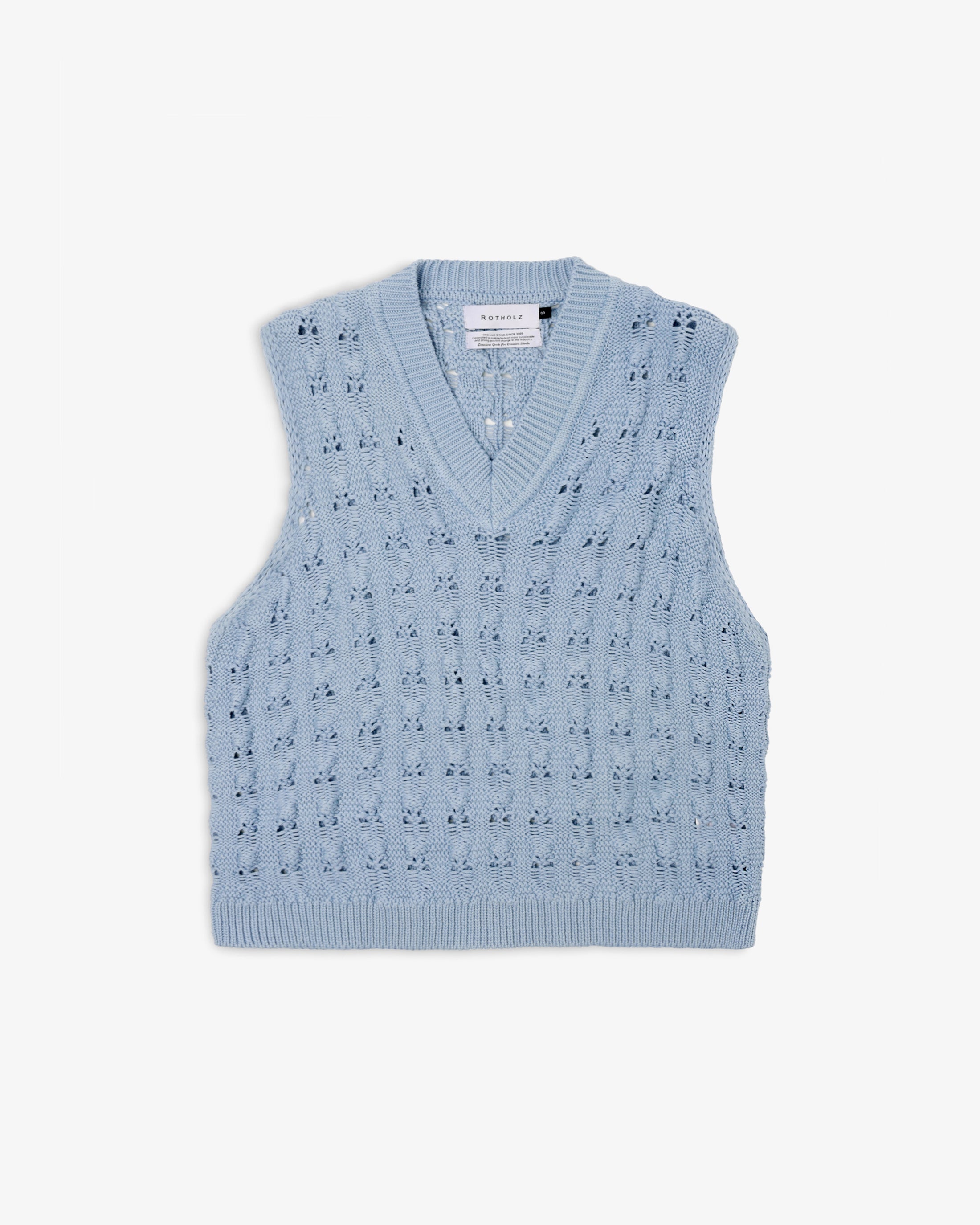 Weite Strick Weste Bio Baumwolle - Hellblau