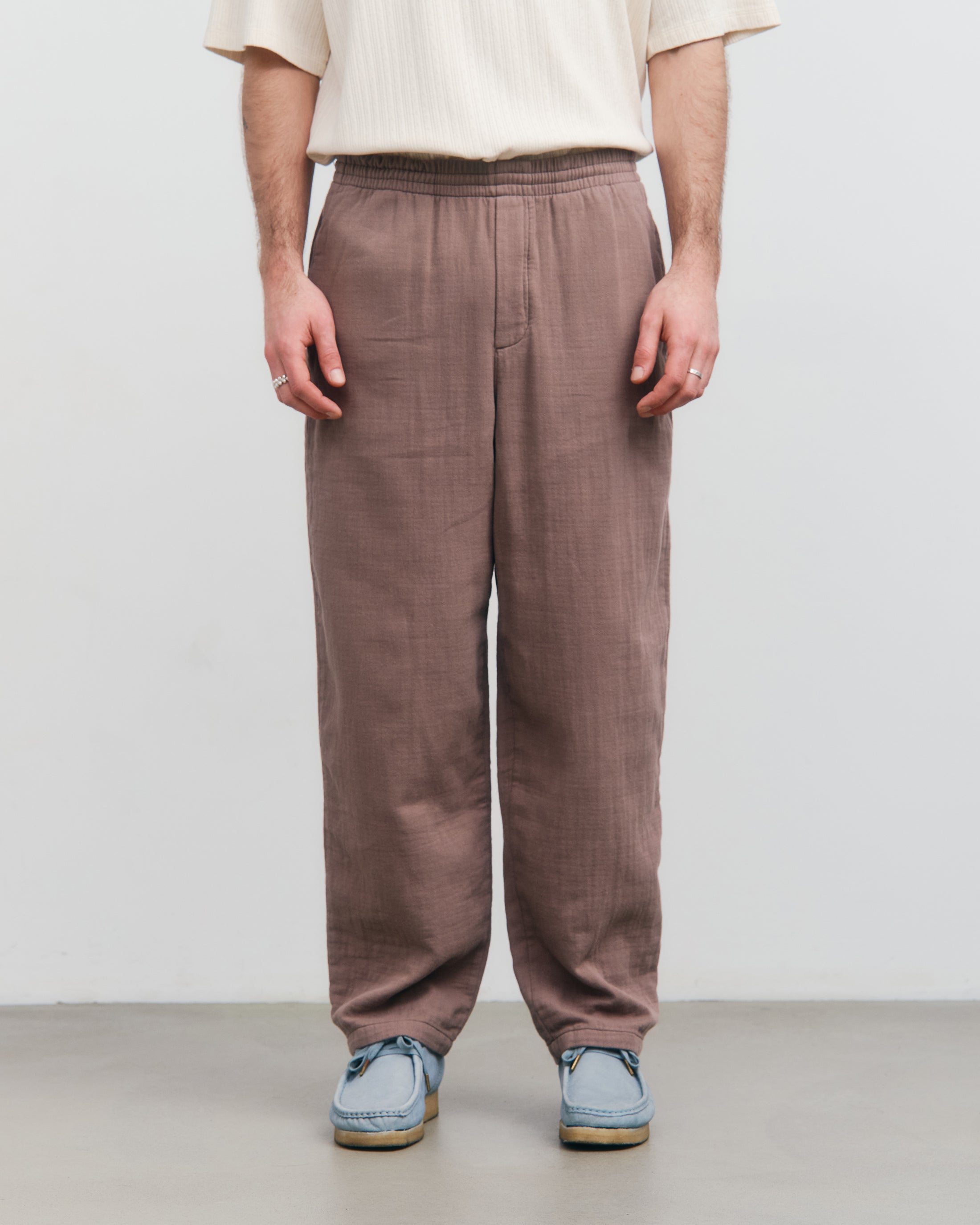 Wide-leg trousers, organic cotton - brown