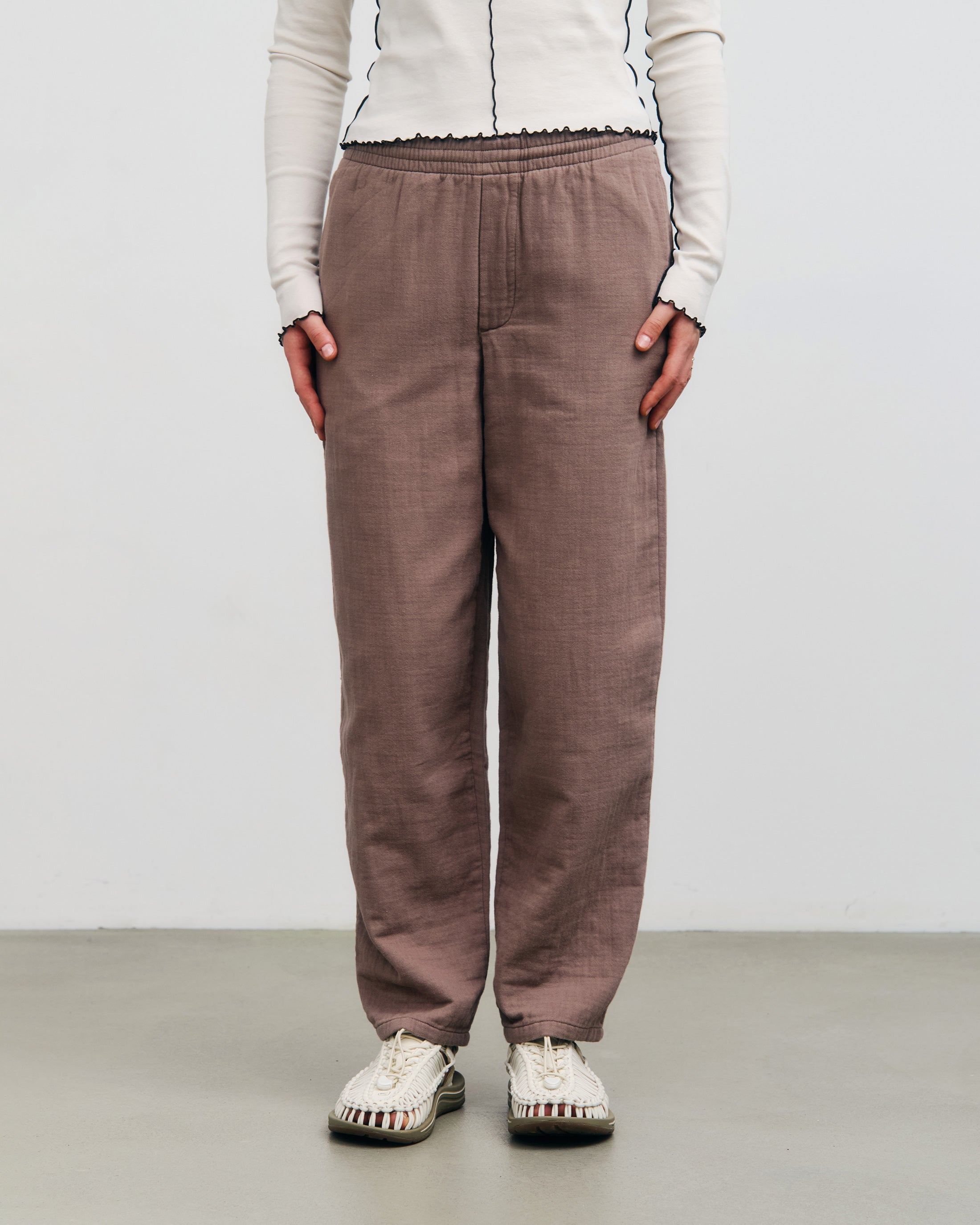 Wide-leg trousers, organic cotton - brown