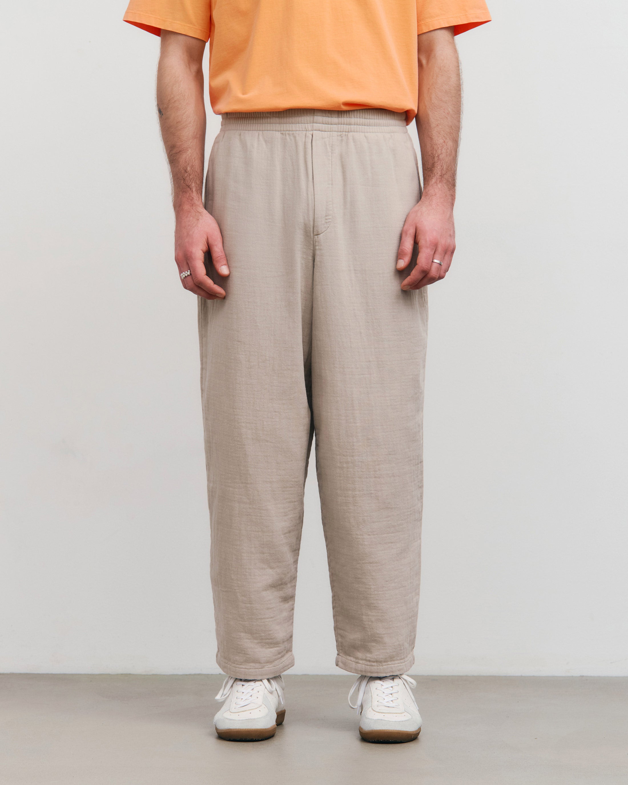 Wide-leg trousers, organic cotton - Sand