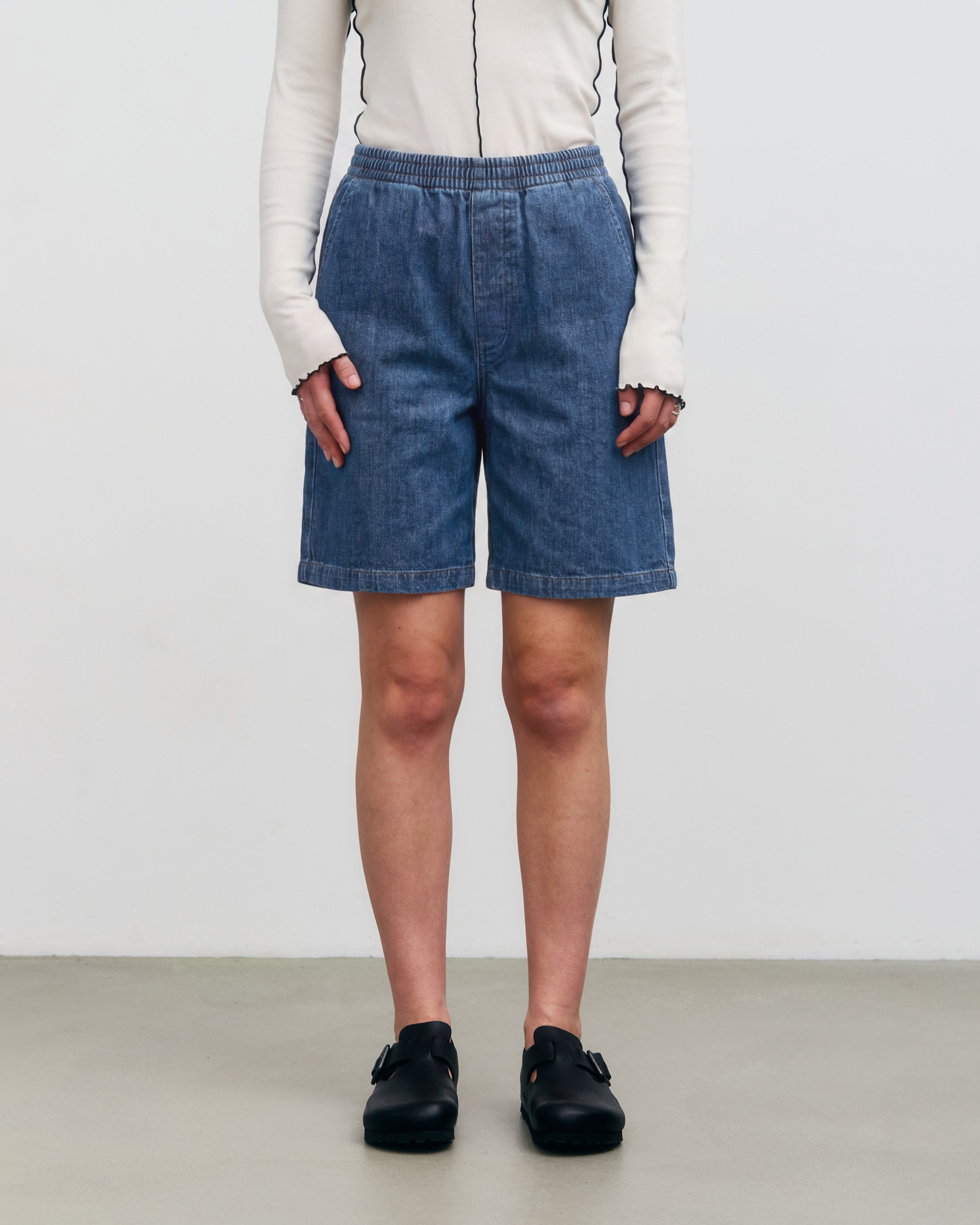 Wide Denim Shorts Recycled Cotton – Blue