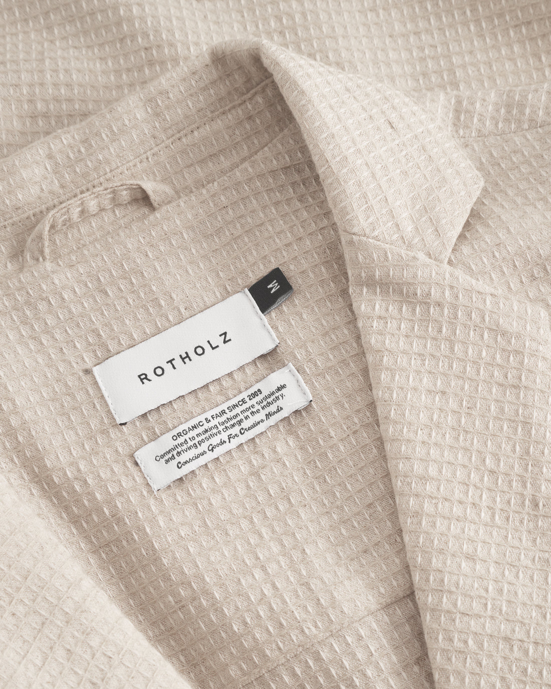 Casual waffle blazer organic cotton - Sand