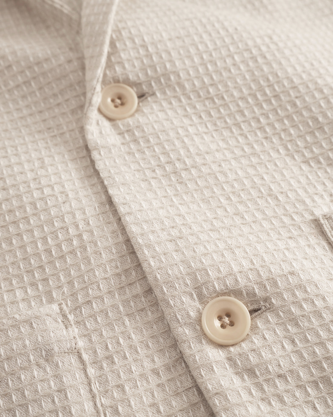 Casual waffle blazer organic cotton - Sand