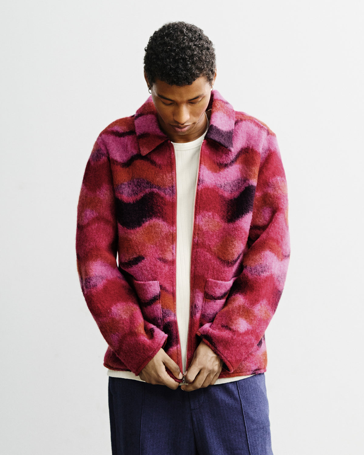 Zip Jacket - Wavy Pink