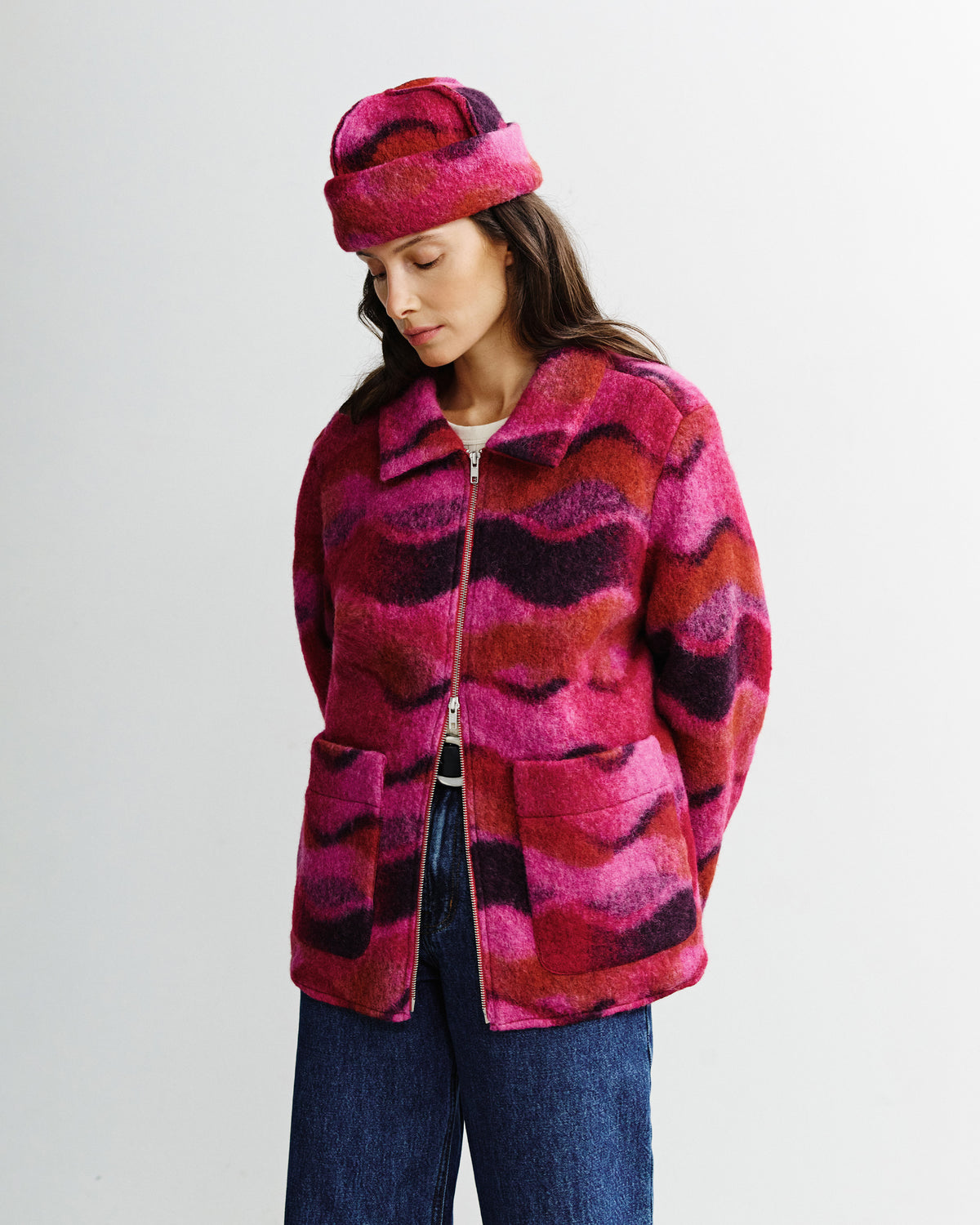 Zip Jacket - Wavy Pink