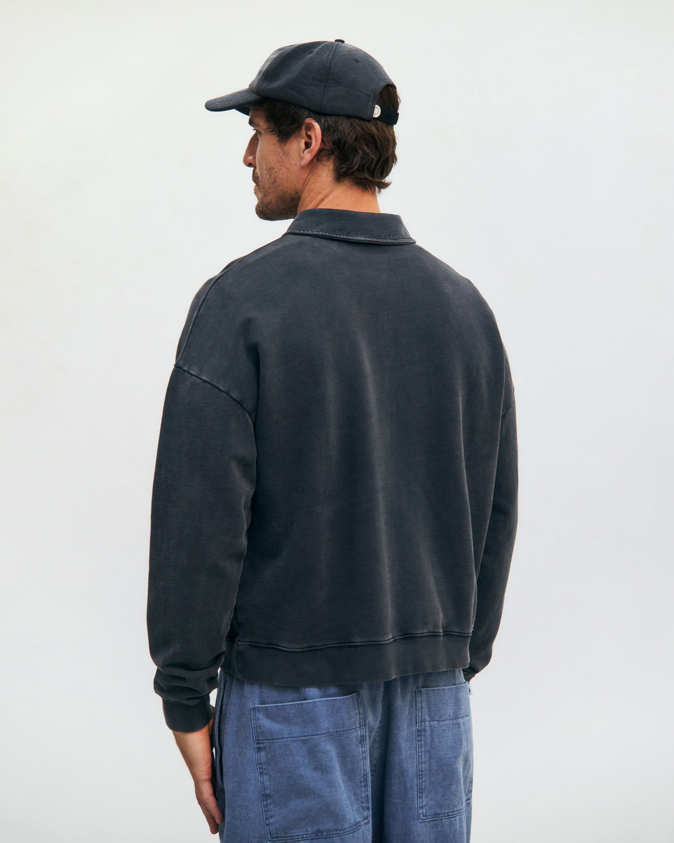 Polo Half Zip Sweatshirt Organic Cotton - Black