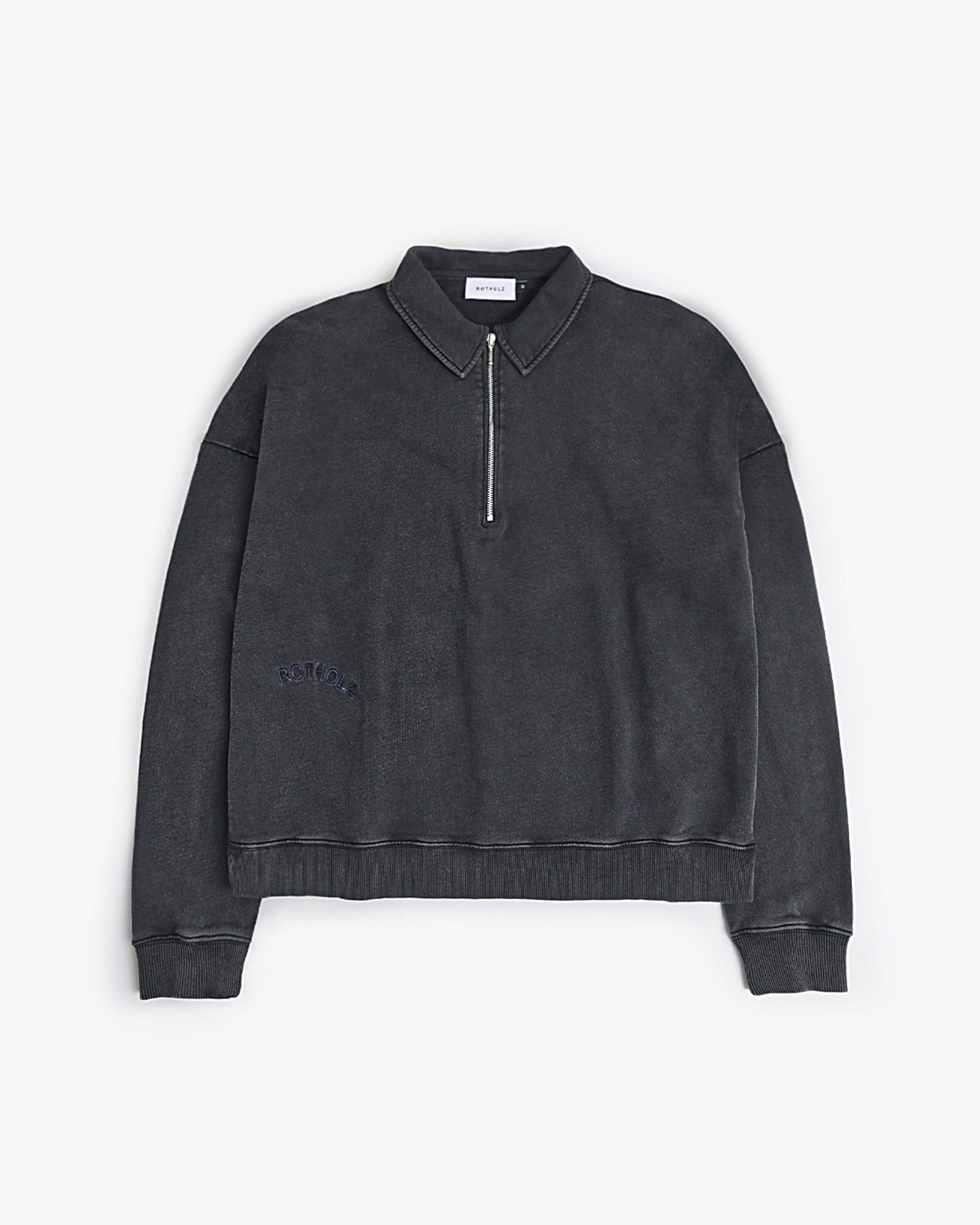 Polo Half Zip Sweatshirt Organic Cotton - Black
