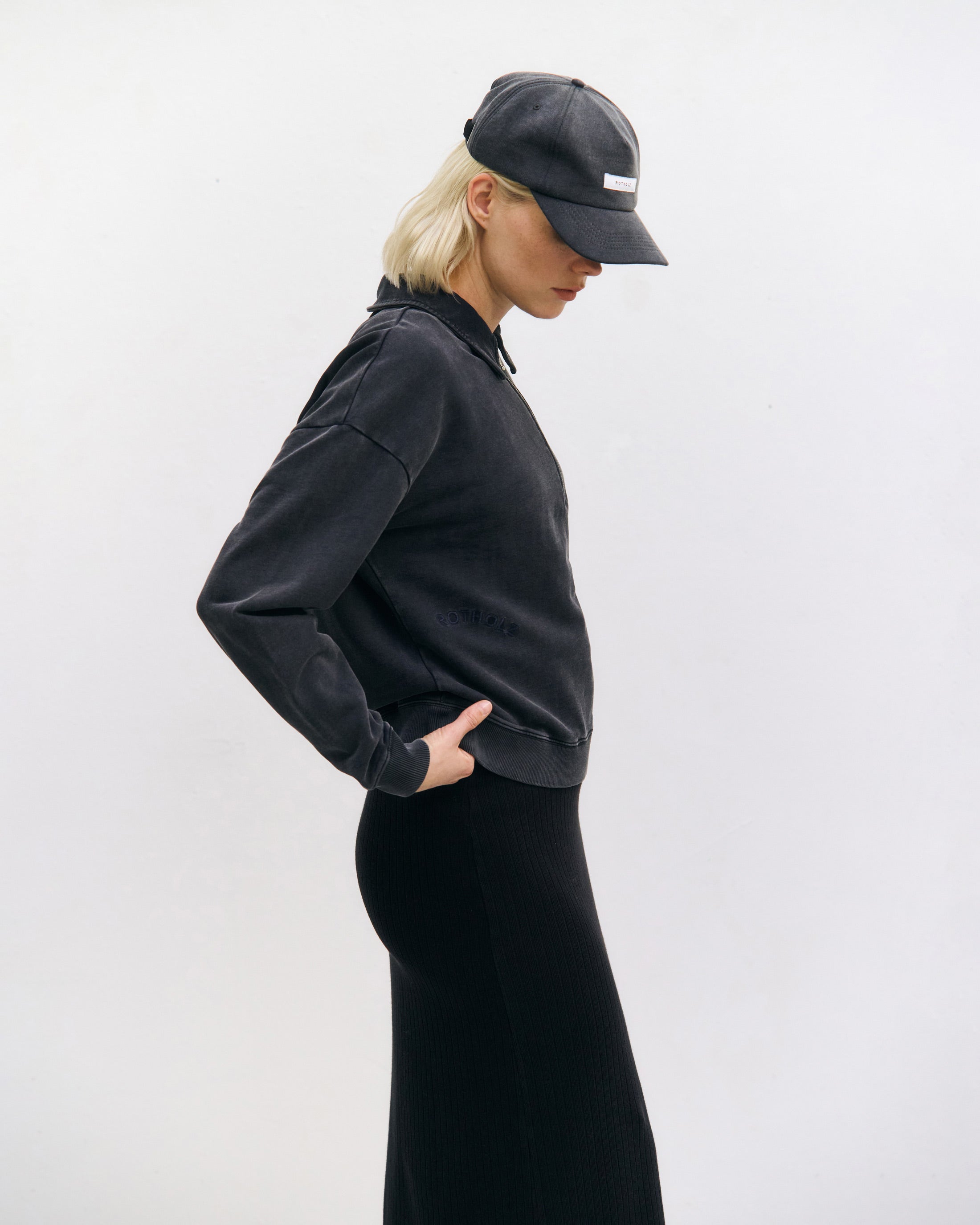 Polo Half Zip Sweatshirt Organic Cotton - Black
