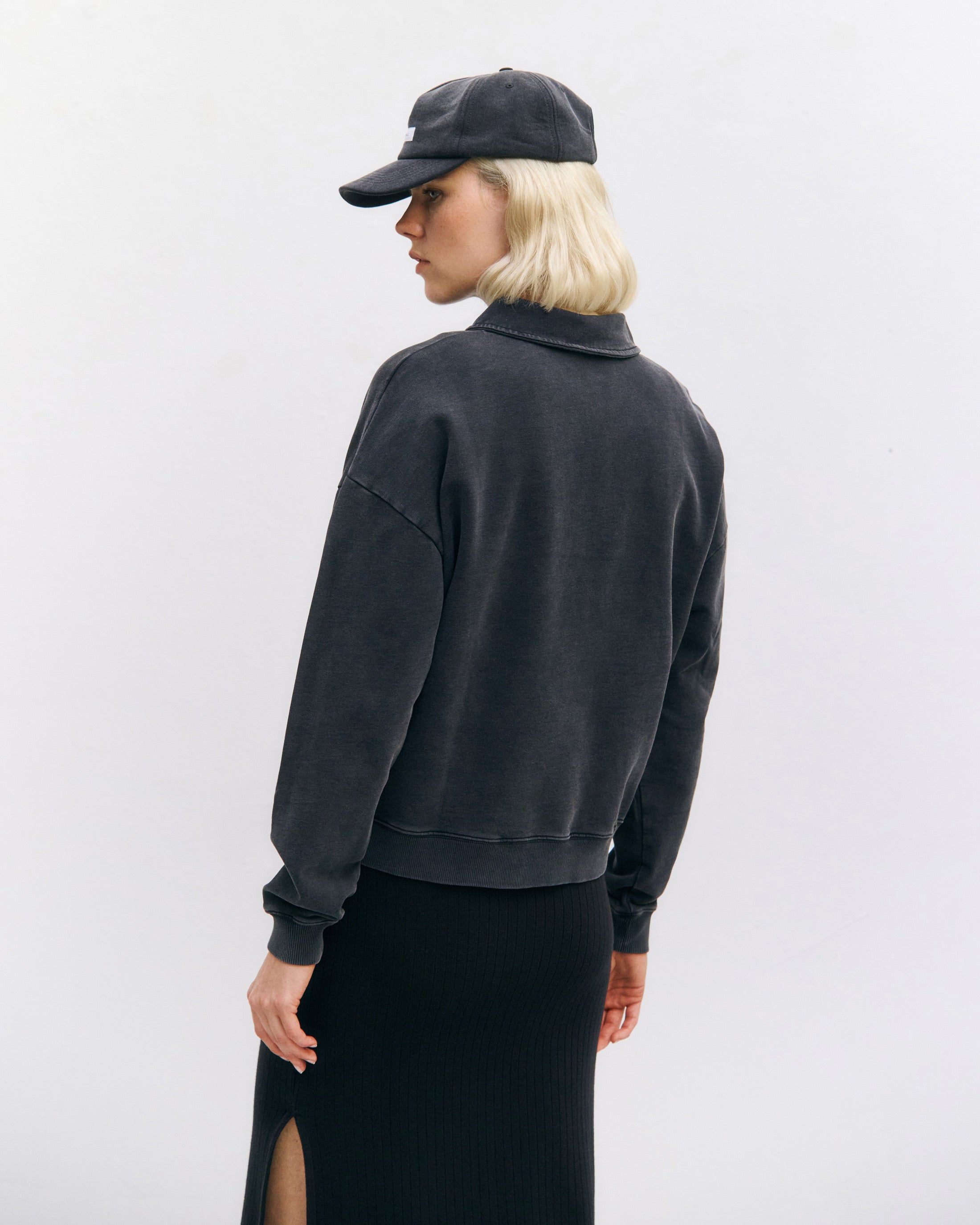 Polo Half Zip Sweatshirt Organic Cotton - Black